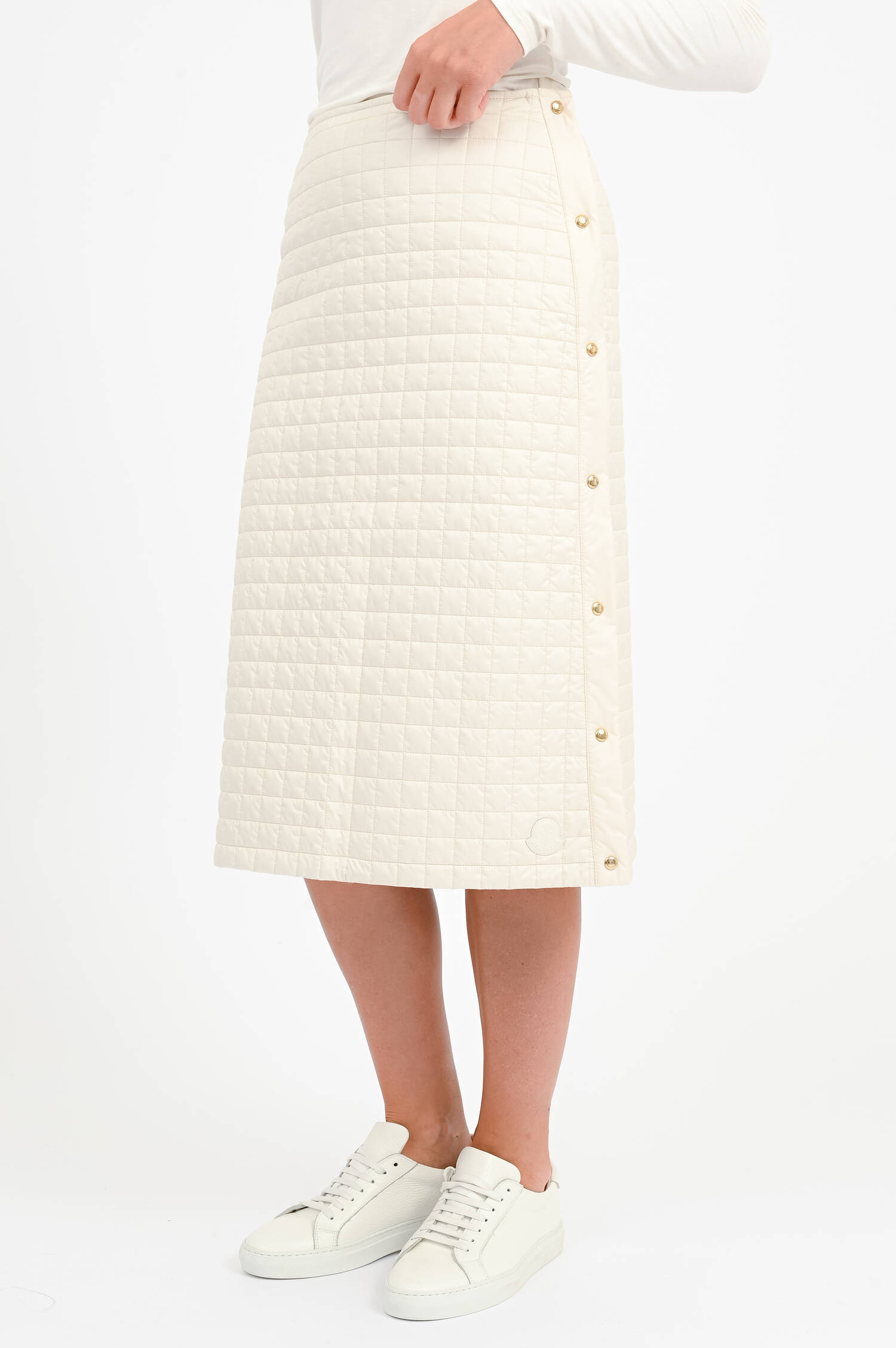 Gepolsterter Rock mit Karosteppung in Creme