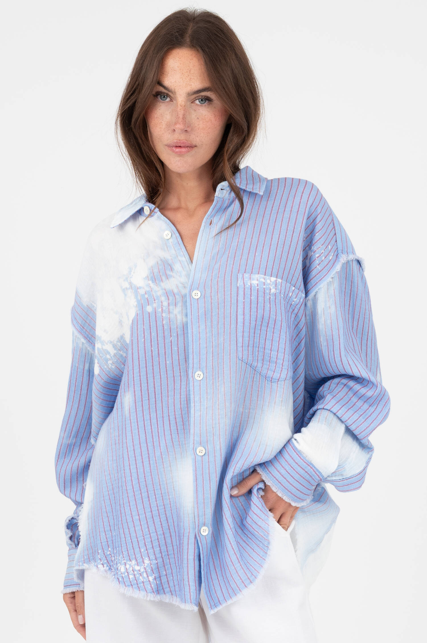 Musselin Bluse HARVEY in Blau Musselin Bluse HARVEY in Blau