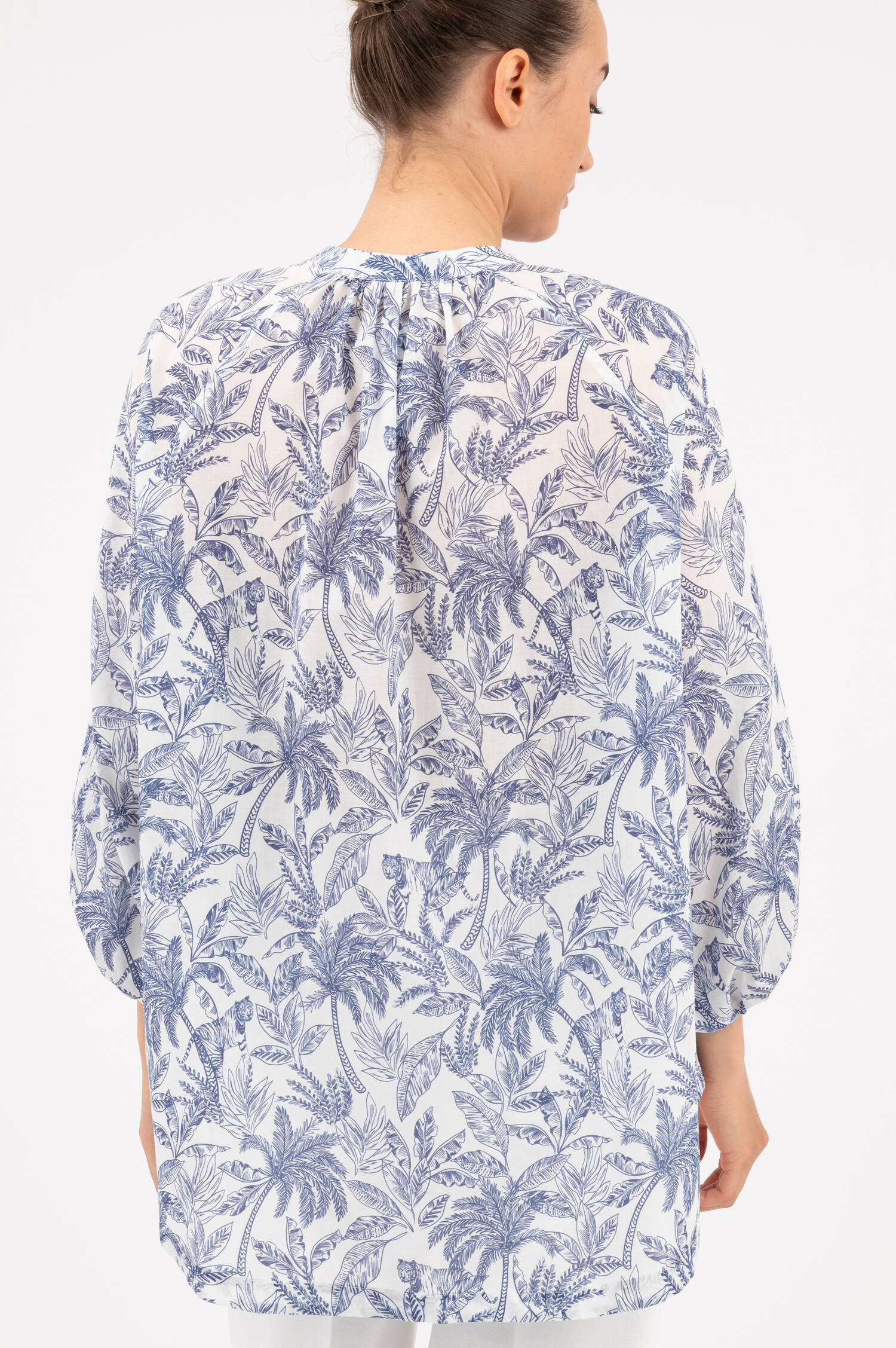 Bluse PALME in Weiß/Blau