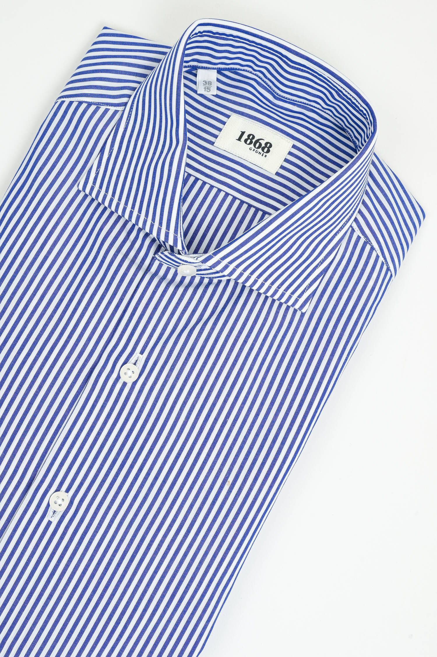 Baumwollhemd mit breiten Streifen in Blau/Weiß