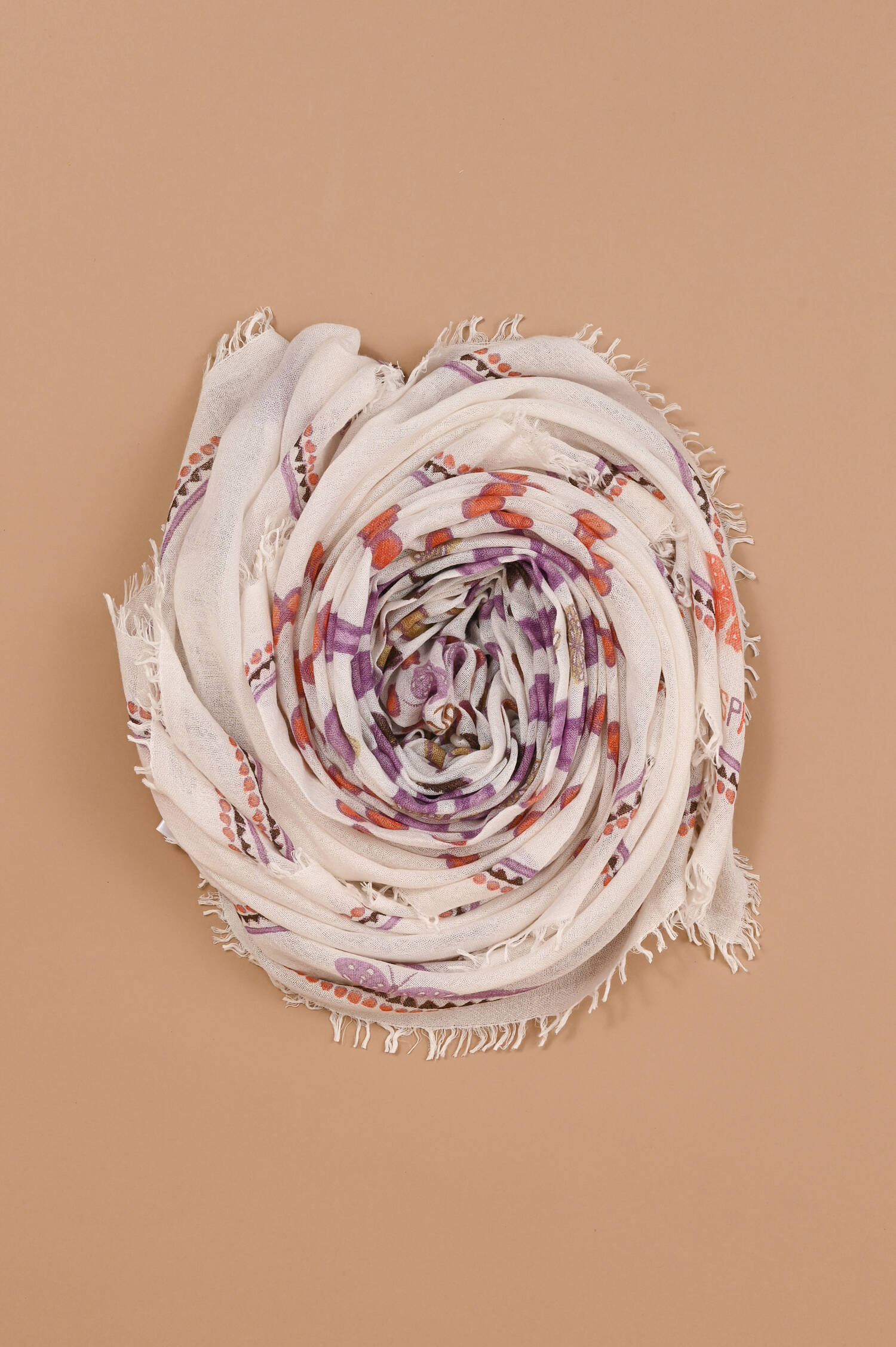 Tuch OROUND in Flieder/Ecru