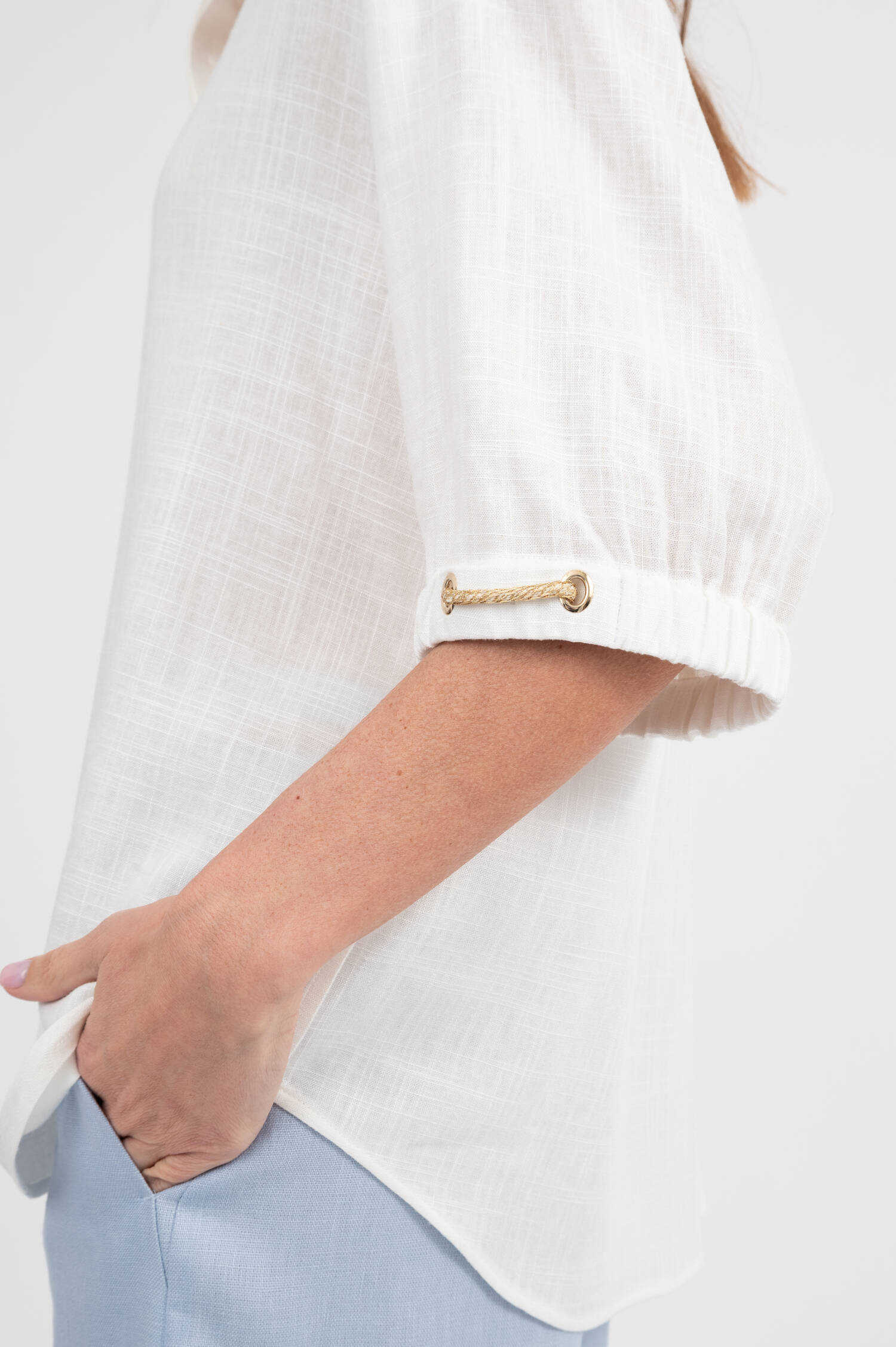 Leinenmix Bluse in Weiß