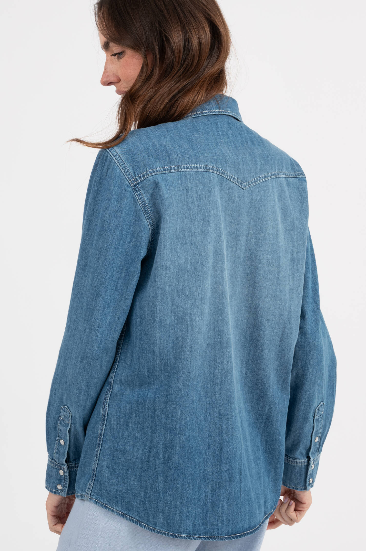 Jeansbluse in Mittelblau