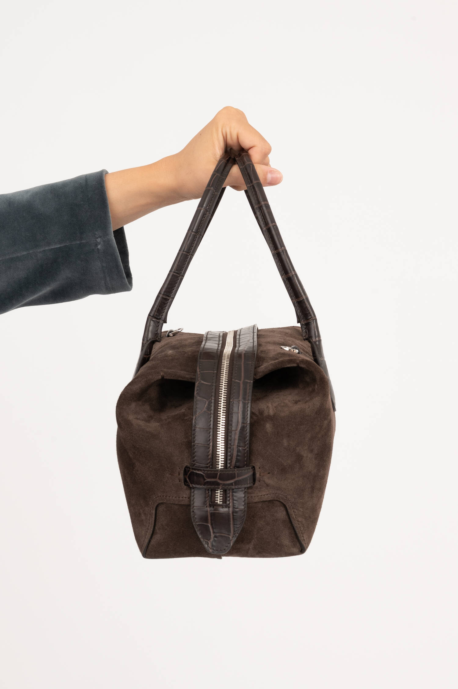 Suede Bowling Bag in Braun Suede Bowling Bag in Braun