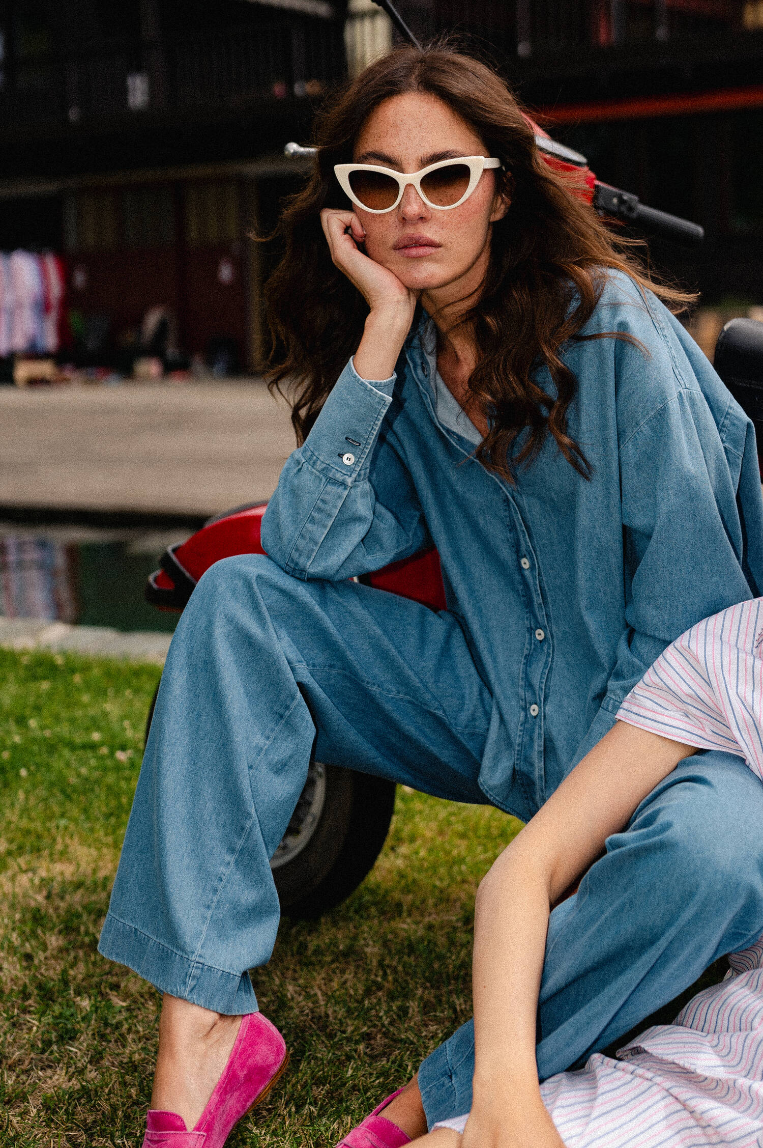 Denimhose in Mittelblau