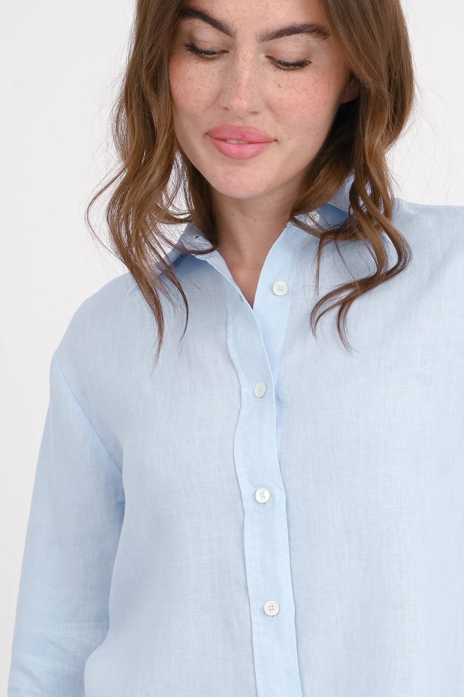 Langarm-Leinenbluse SILVY in Hellblau Langarm-Leinenbluse SILVY in Hellblau