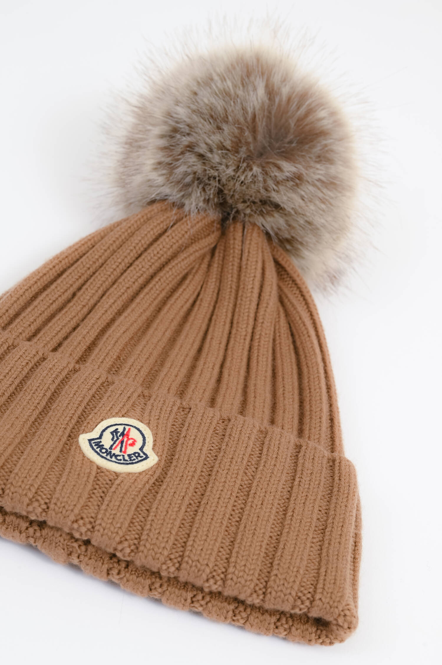 Wollmütze mit Logo in Camel