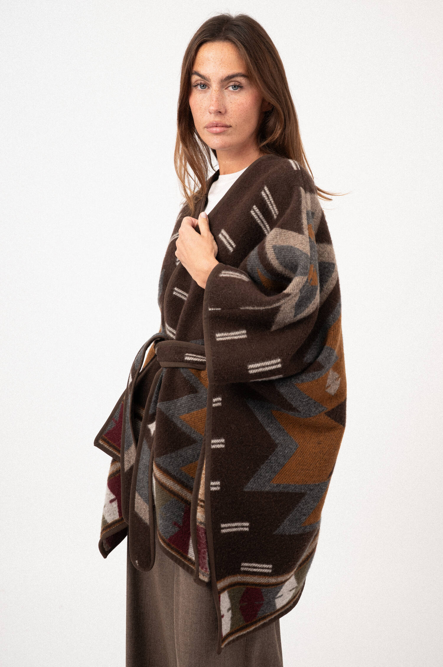 Woll-Mix-Ethno-Poncho in Braun Woll-Mix-Ethno-Poncho in Braun