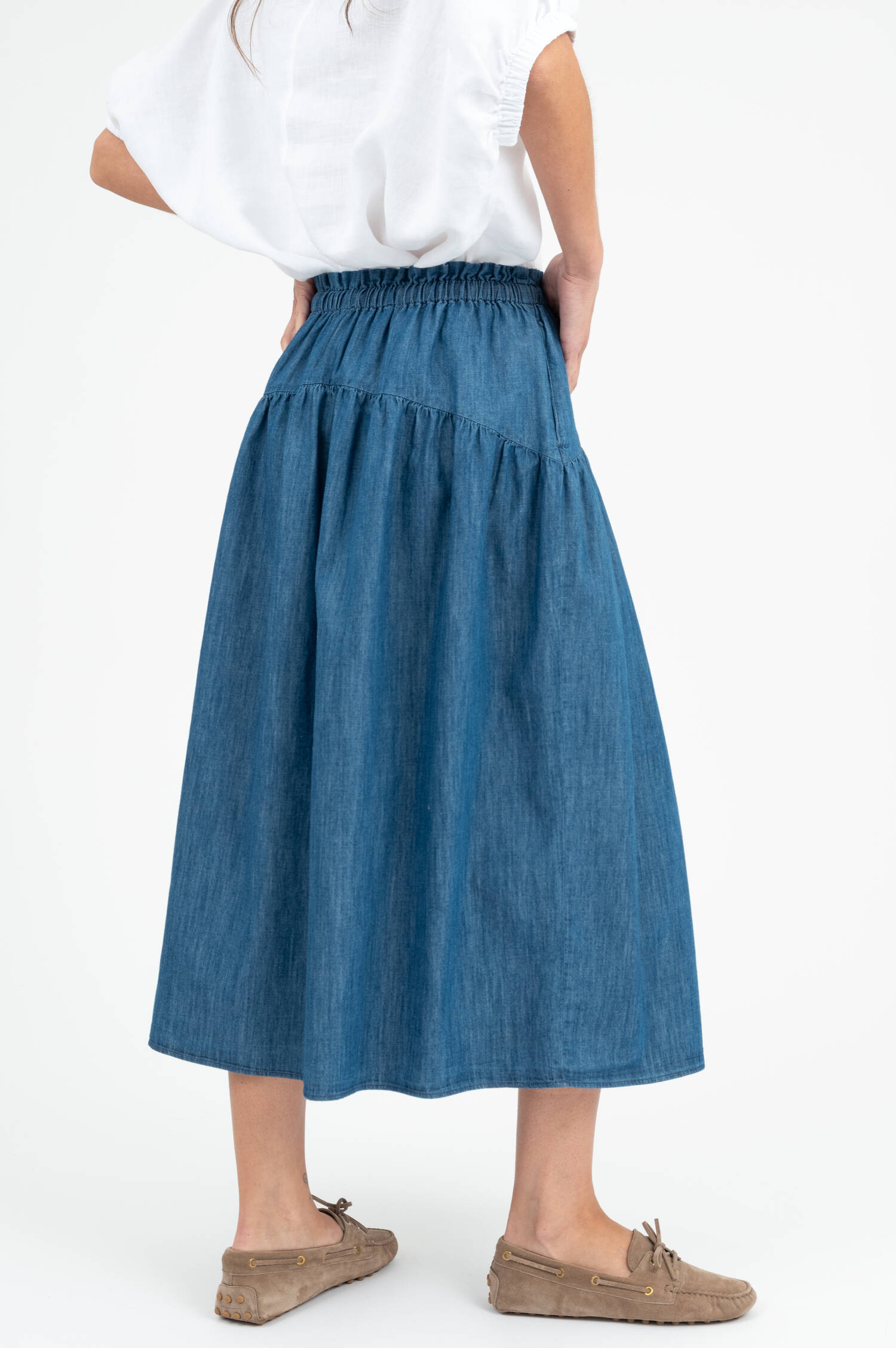 Midi Denimrock PALMA in Mittelblau