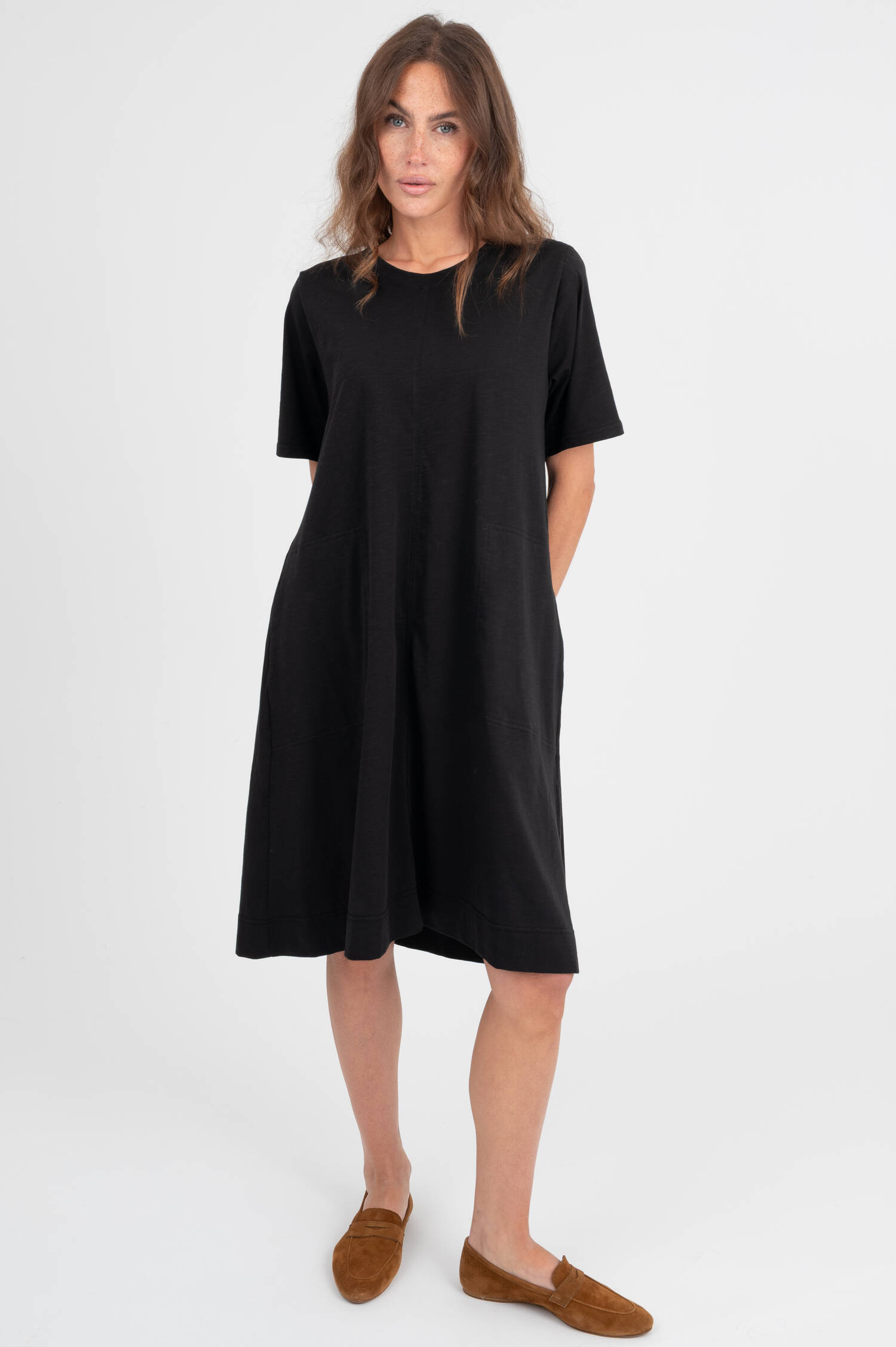 Kleid aus Baumwolle in Schwarz meliert