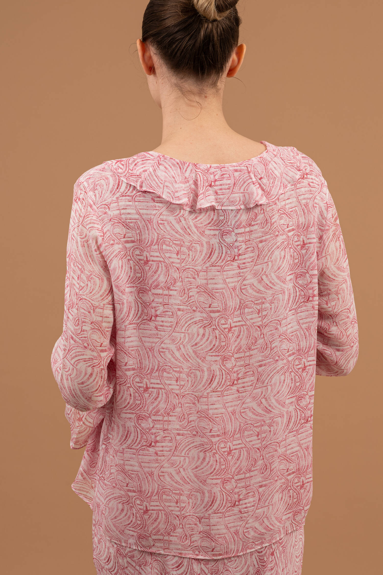Bluse mit Rüschenbesatz PANJA in Rosa