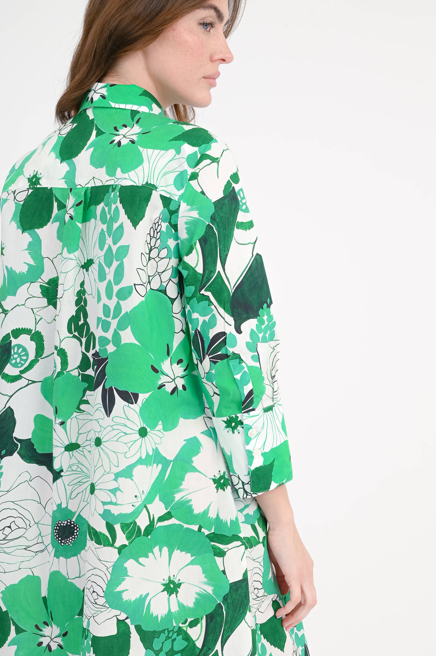 Gemustertes Blusenkleid LENAL in Grün/Creme