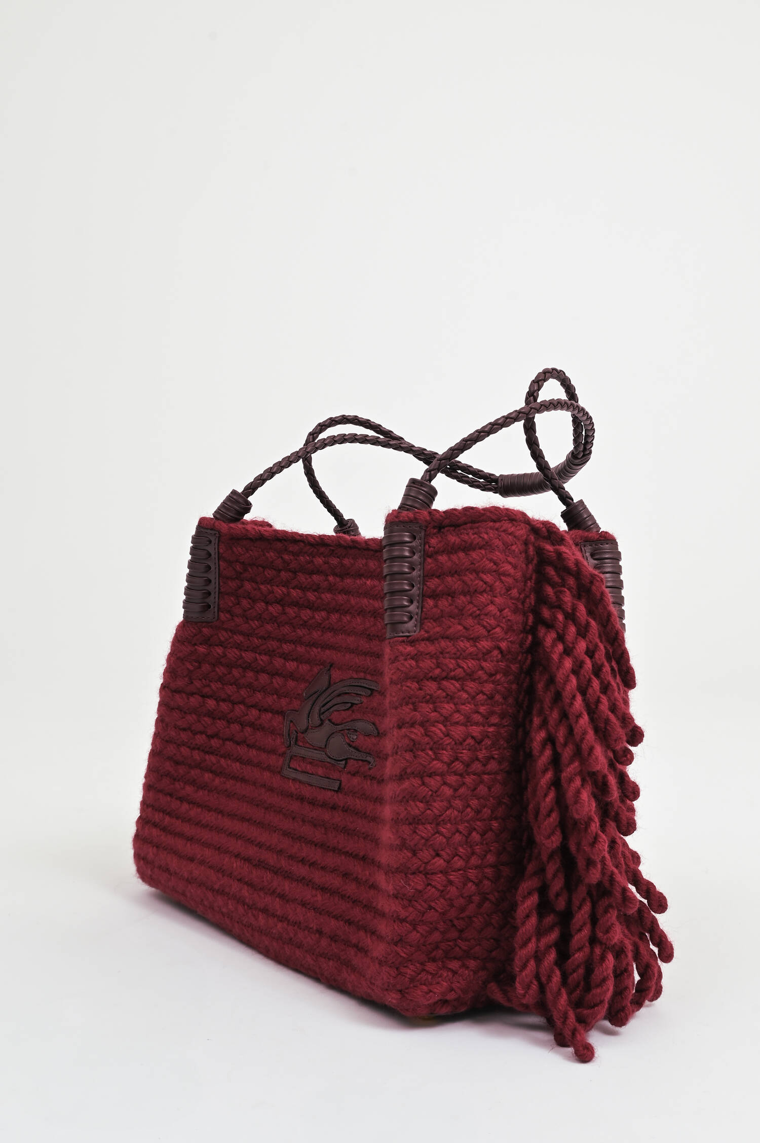 Gestrickter Shopper mit Pegasus-Logo in Bordeaux Gestrickter Shopper mit Pegasus-Logo in Bordeaux