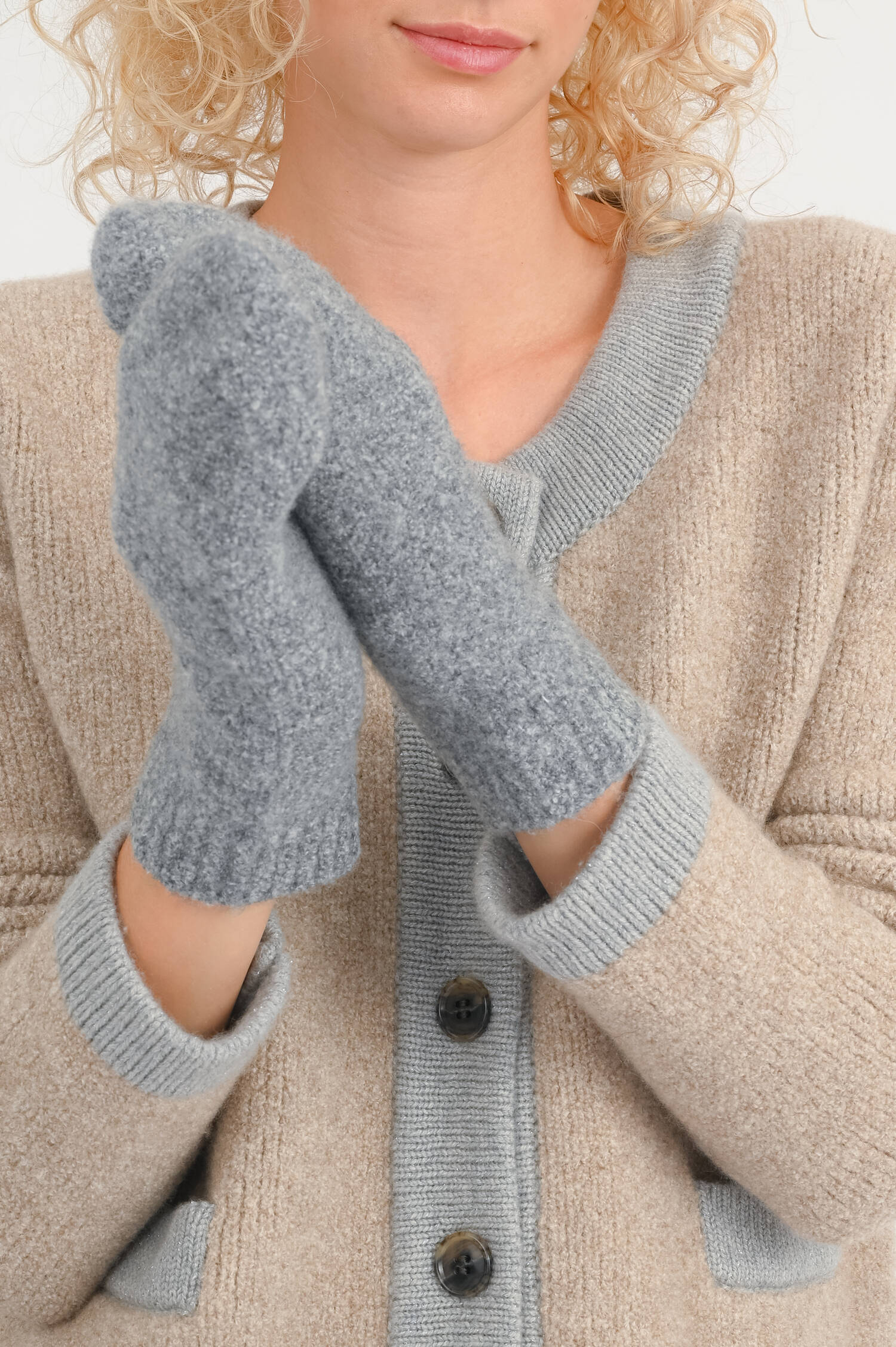 Fäustlinge Bouclé in Grau