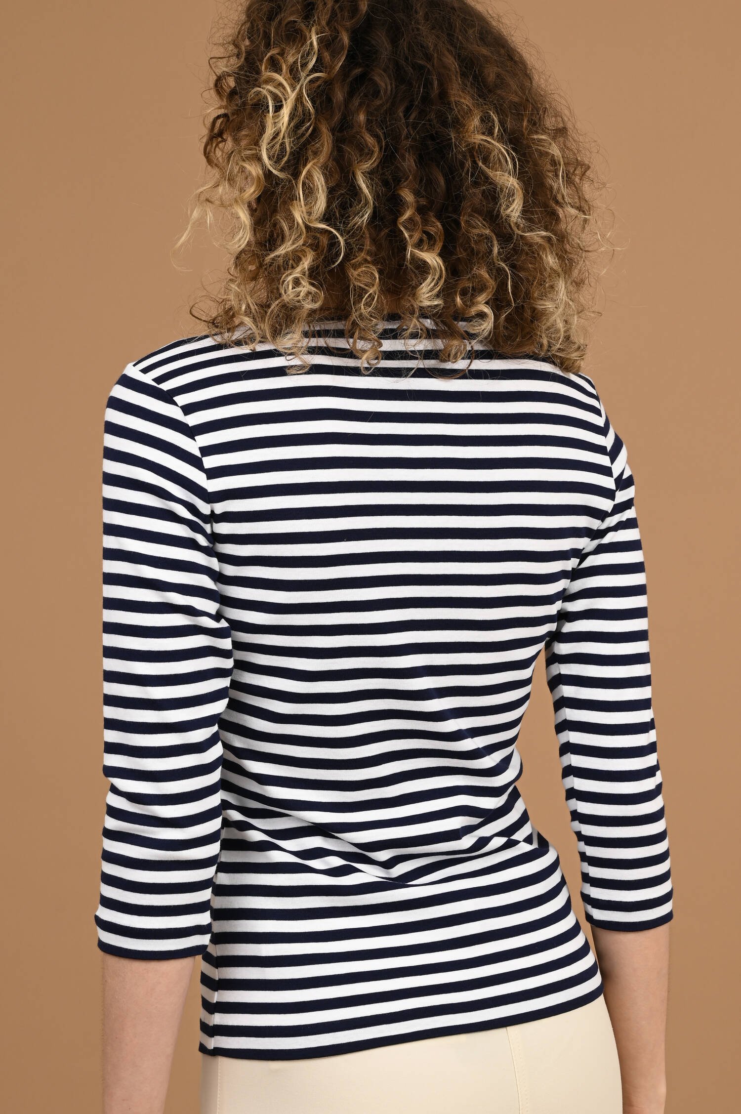 Langarm Streifen Shirt in Blau/Weiß