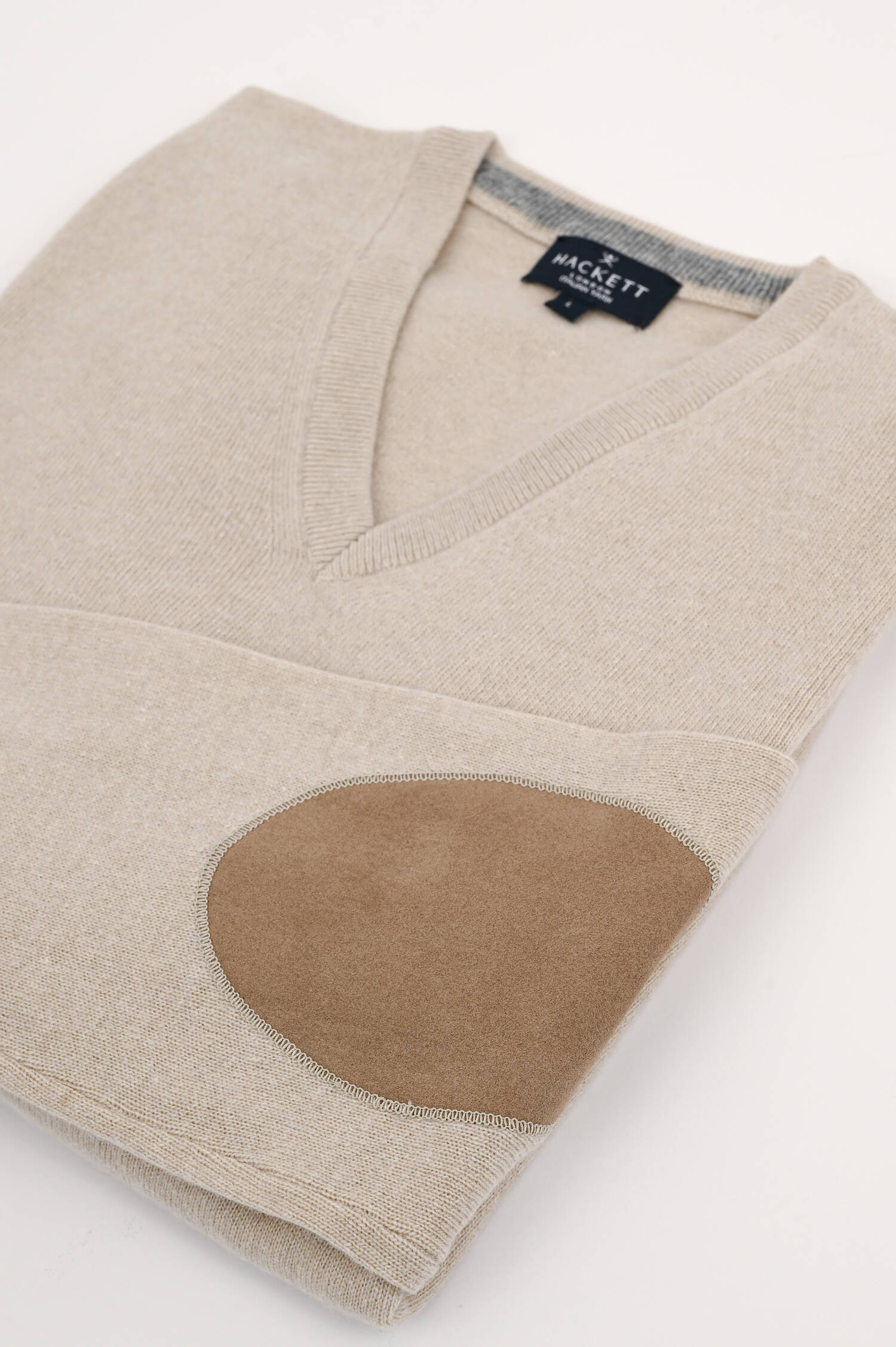 Wollmix V-Neck Pullover in Beige
