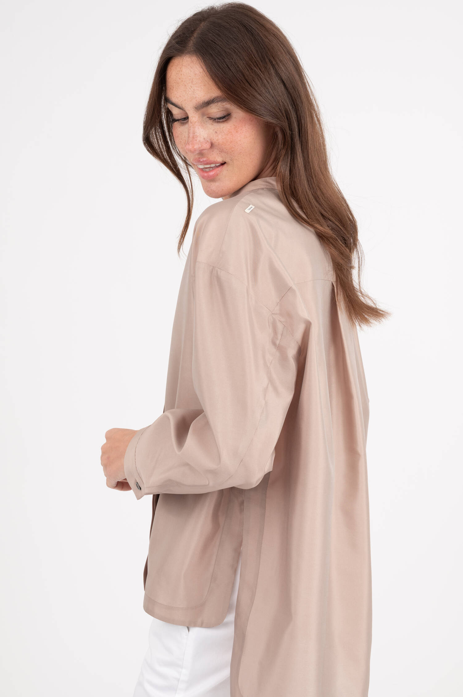 Satin Bluse RACCONTO in Taupe