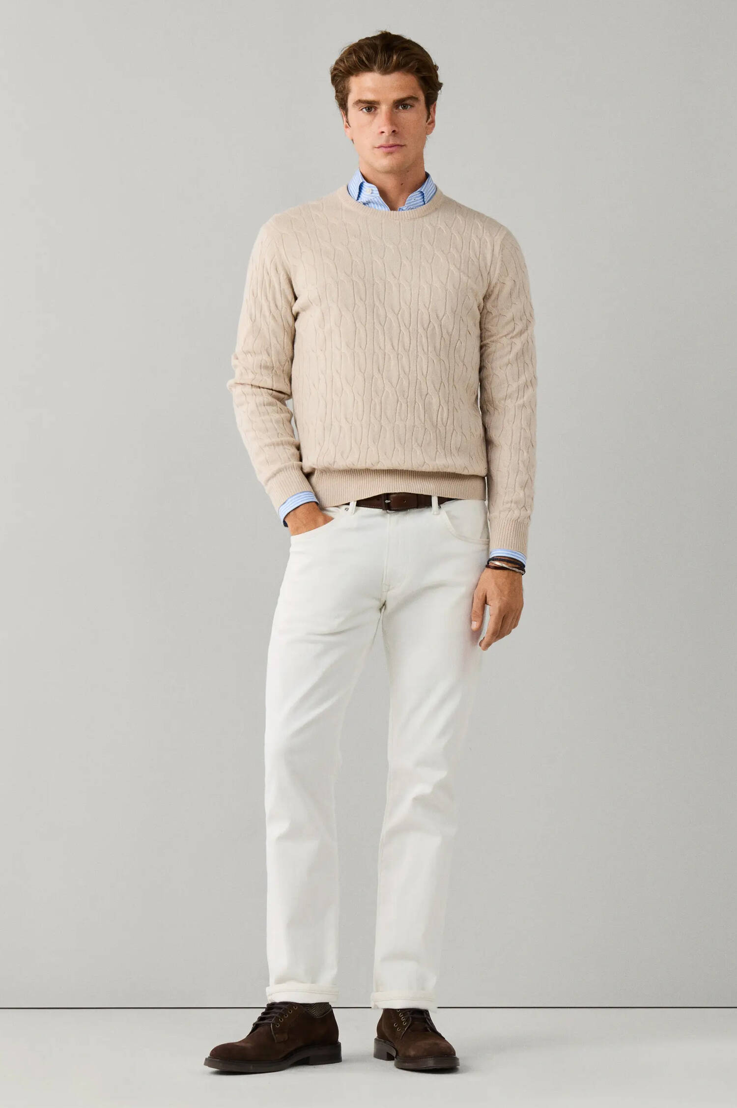 Lammwoll-Pullover in Beige Lammwoll-Pullover in Beige