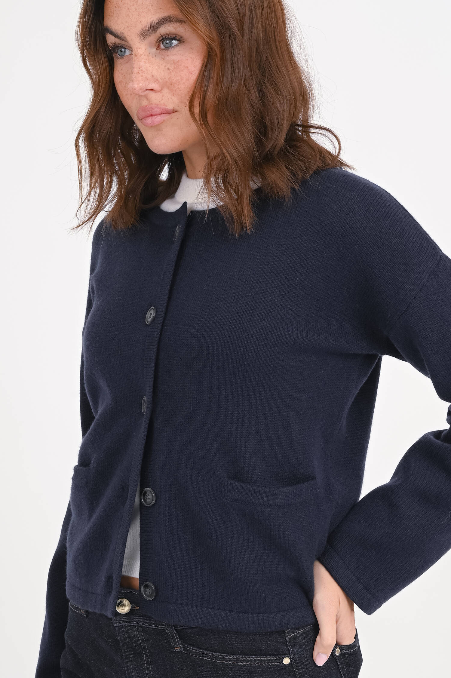 Strickweste aus Woll-Cashmere-Mix in Navy