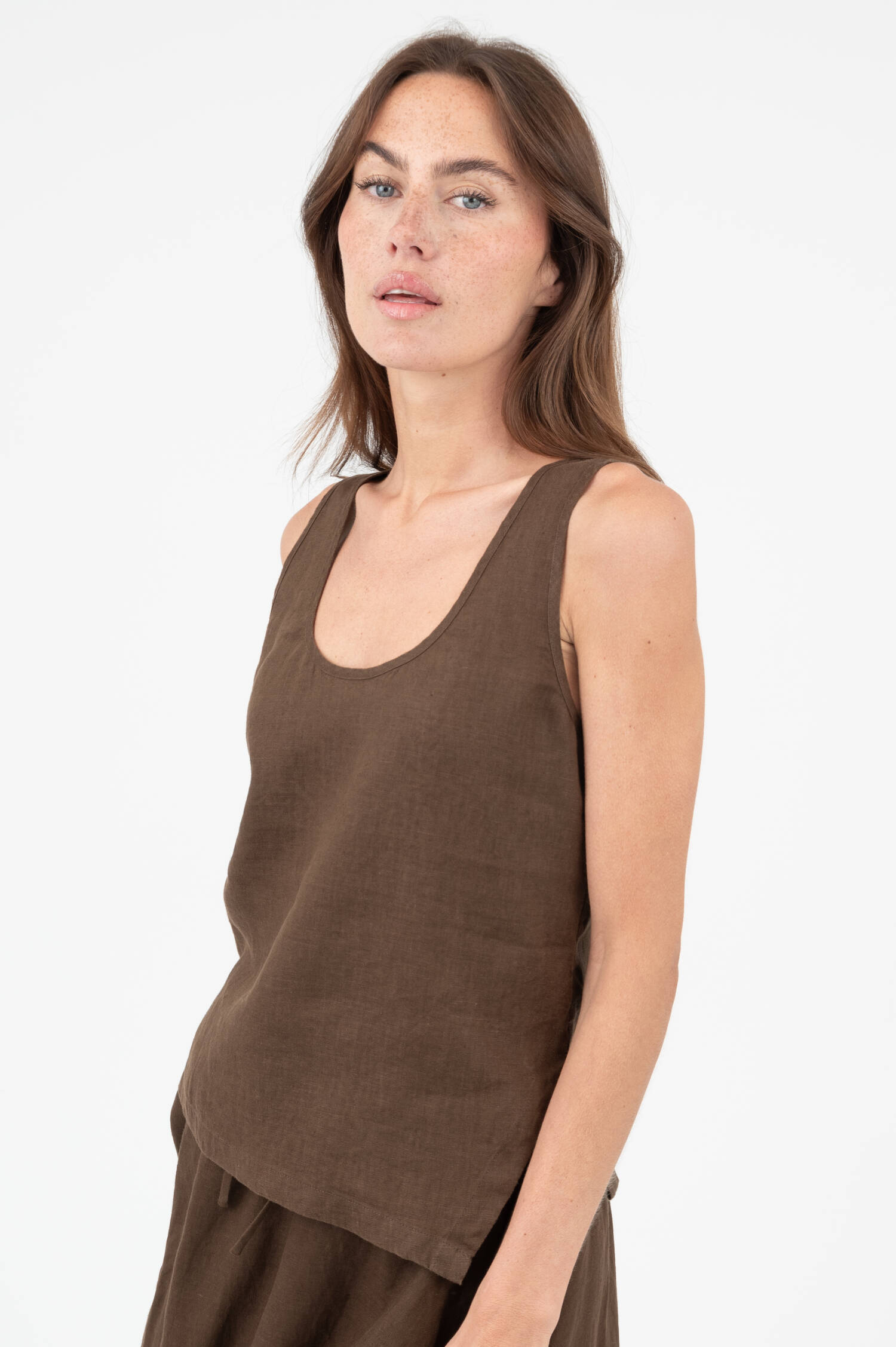 Tanktop aus Leinen in Braun Tanktop aus Leinen in Braun