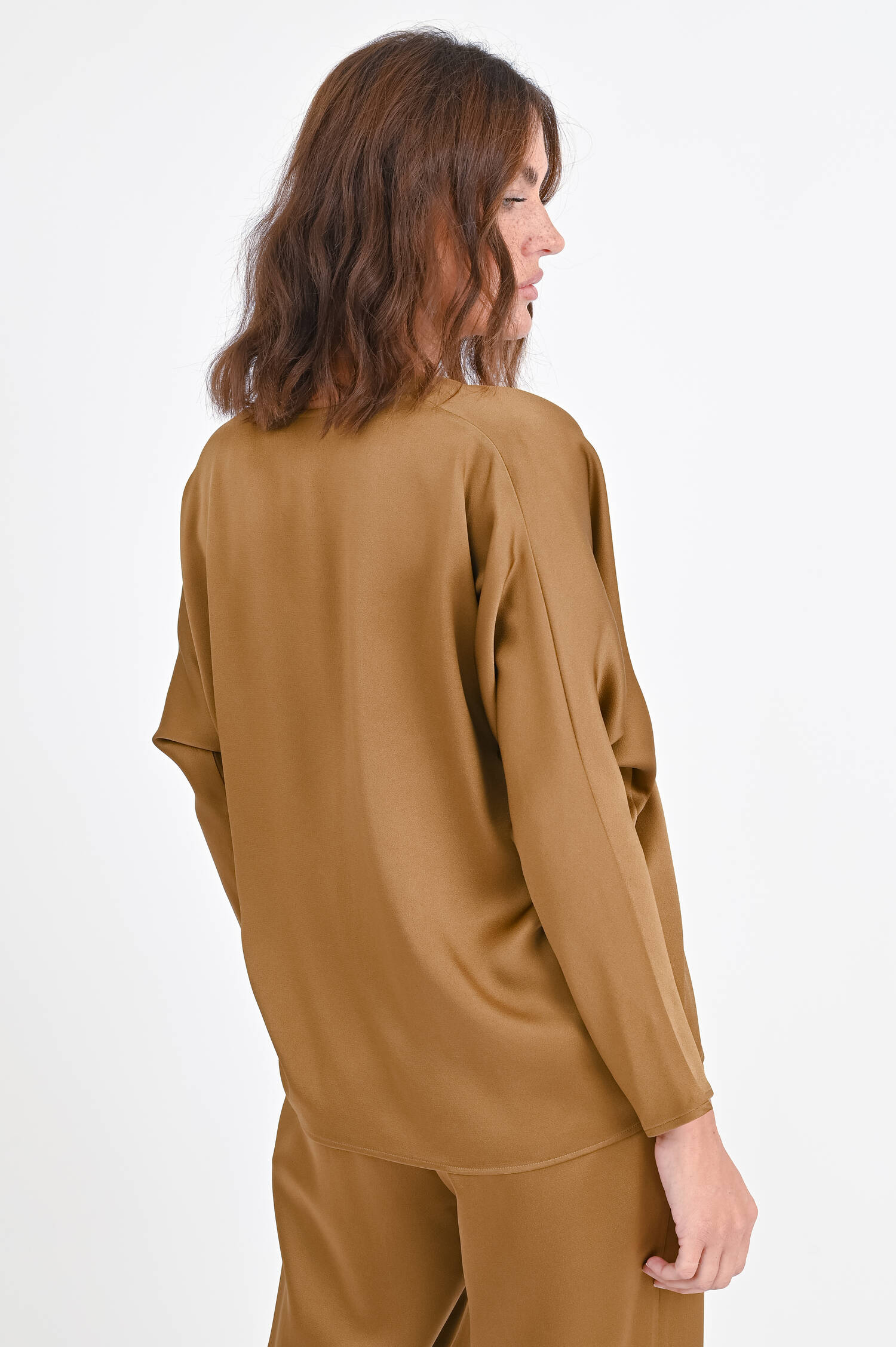 Bluse mit Fledermausärmeln in Caramel