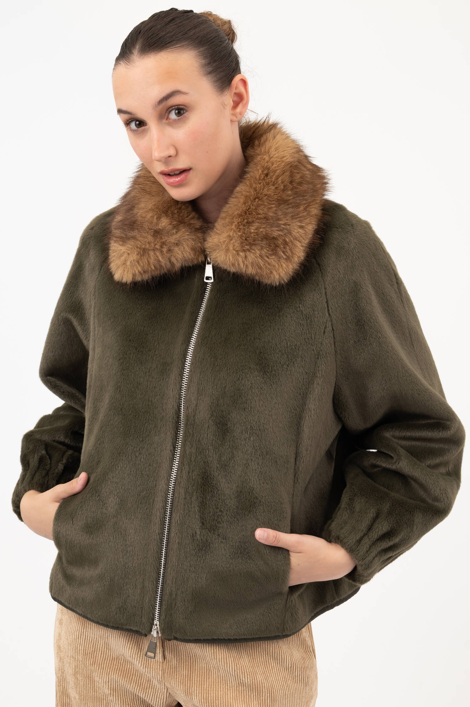 Faux-Fur-Jacke MIMI in Grün Faux-Fur-Jacke MIMI in Grün