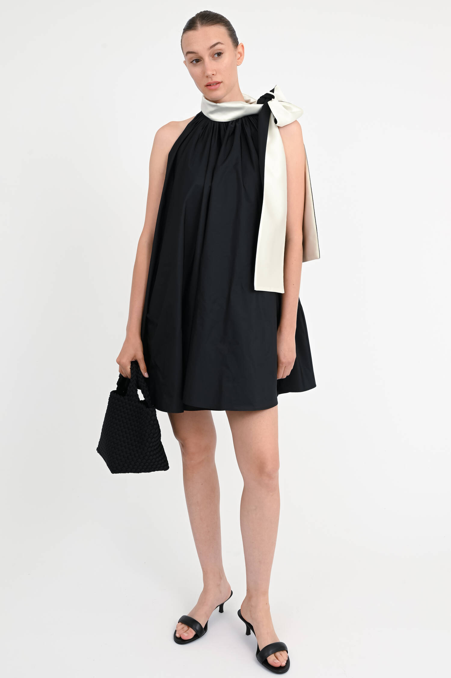 Neckholder-Mini-Kleid BEBER in Schwarz/Champagne