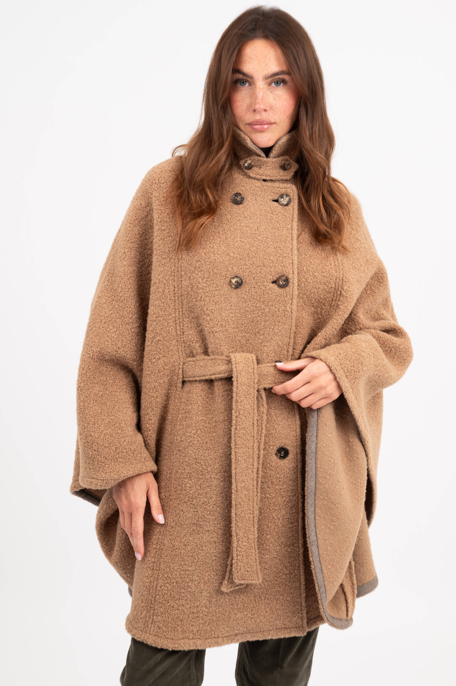 Woll-Poncho FRANZISKA in Braun