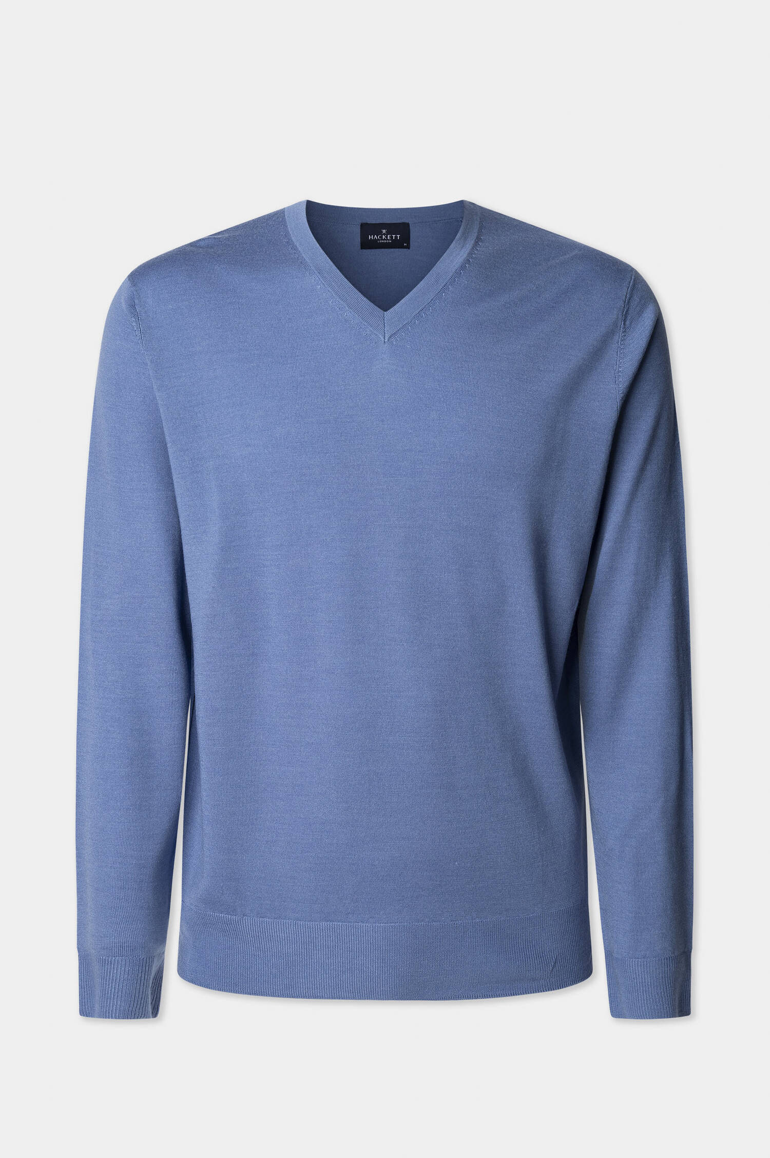 Woll-Seiden-Mix Pullover mit V-Neck in Sea Blue Woll-Seiden-Mix Pullover mit V-Neck in Sea Blue