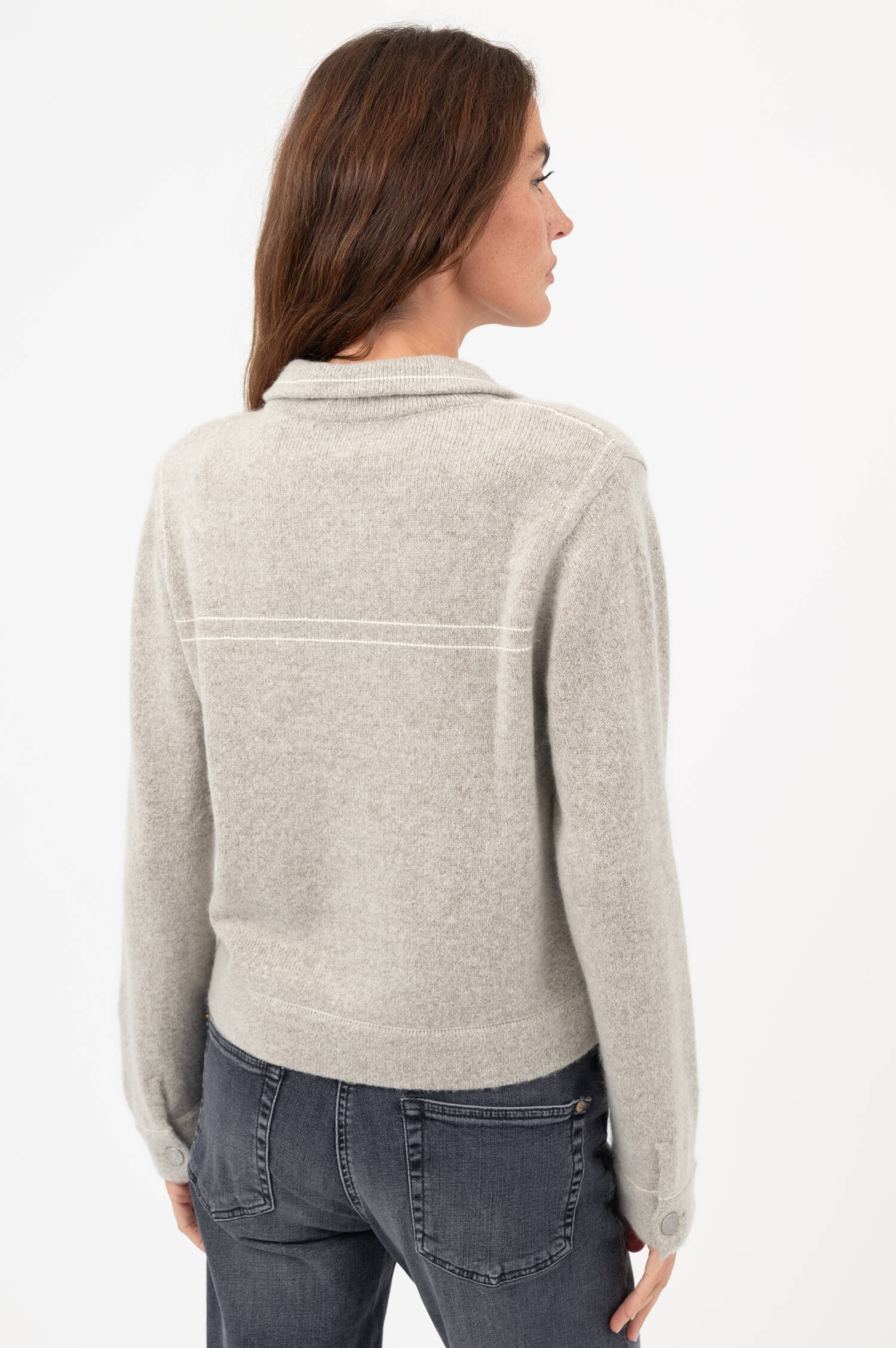 Woll-Cashmere-Strickjacke in Beige meliert Woll-Cashmere-Strickjacke in Beige meliert