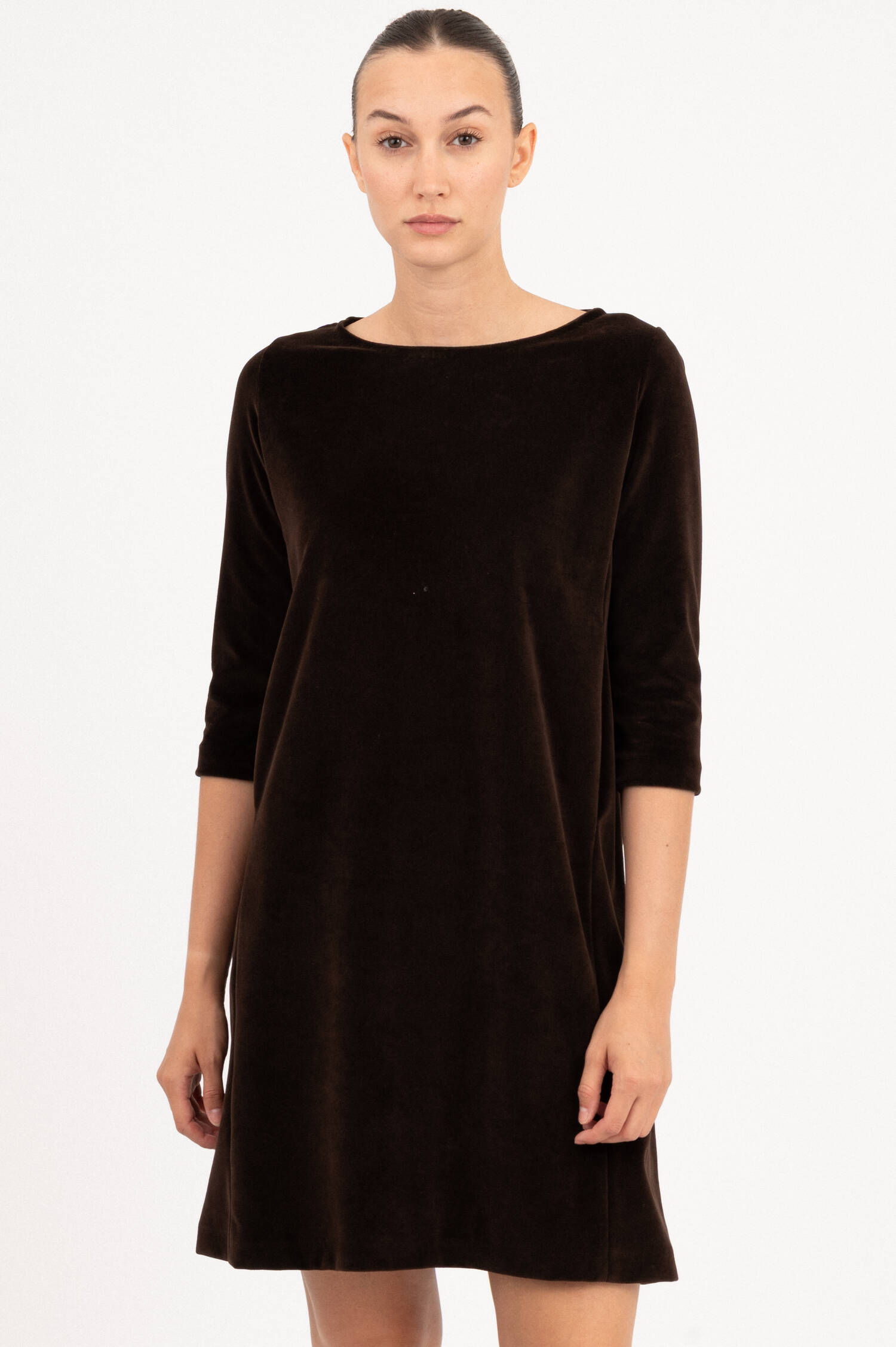Samtkleid in Braun