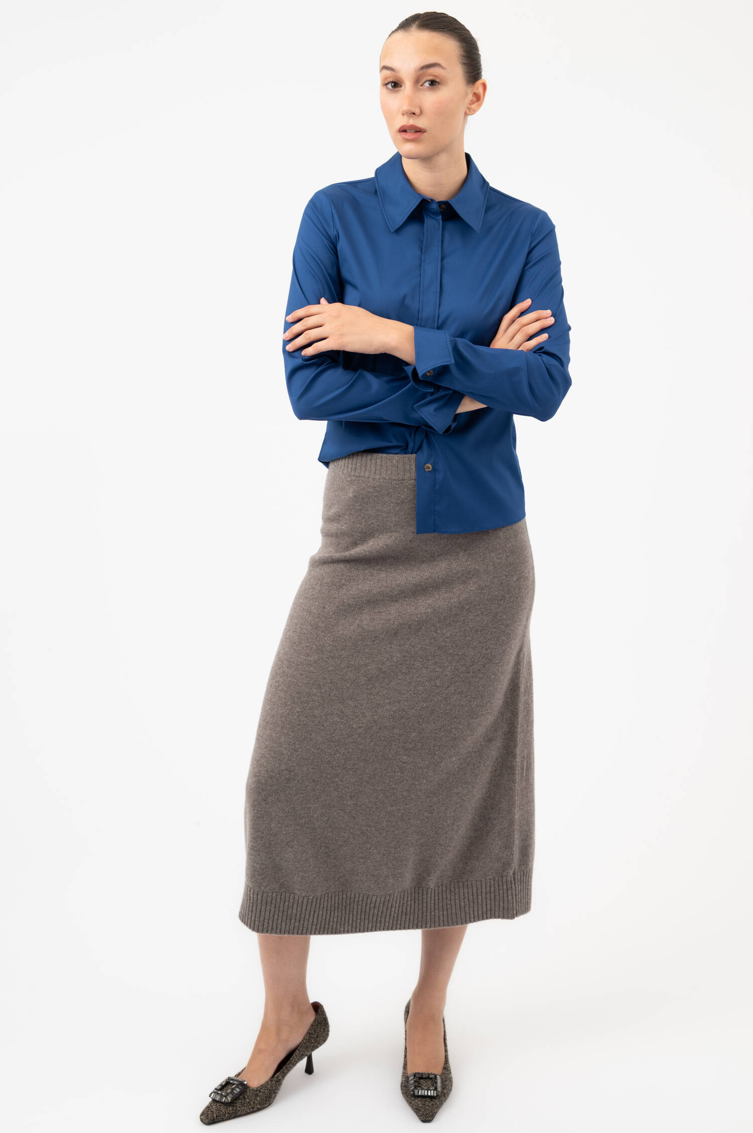 Popelin-Bluse in Dunkelblau Popelin-Bluse in Dunkelblau