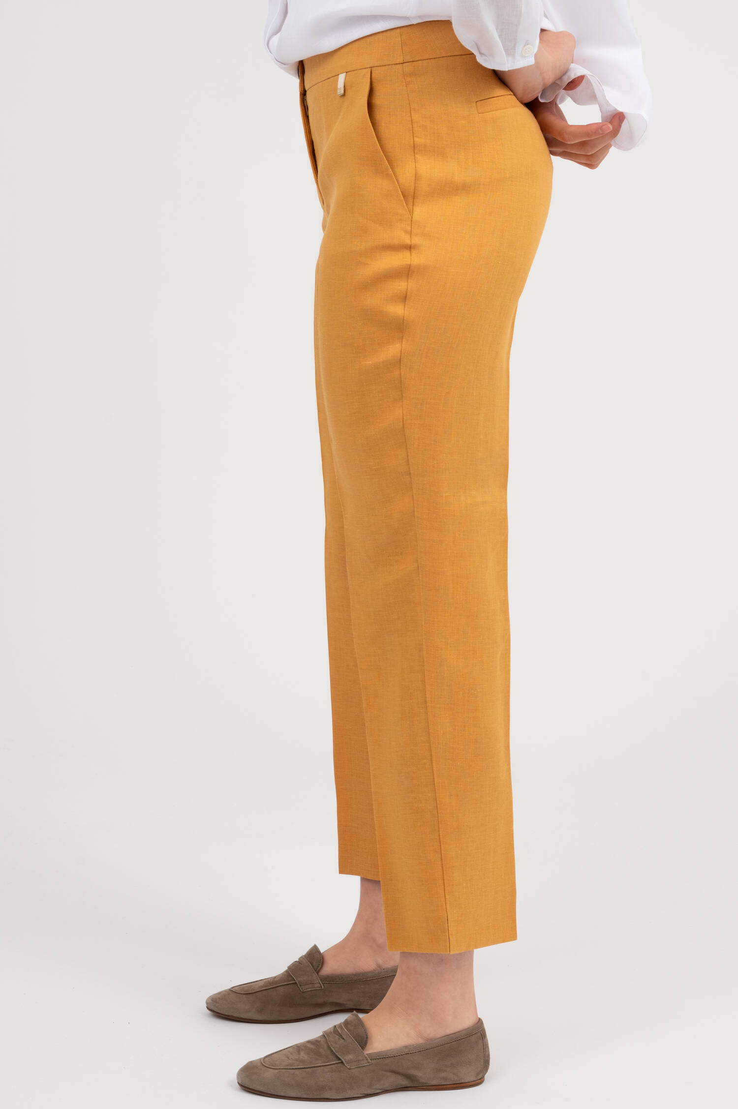 Leinenmixhose in Bernsteingelb