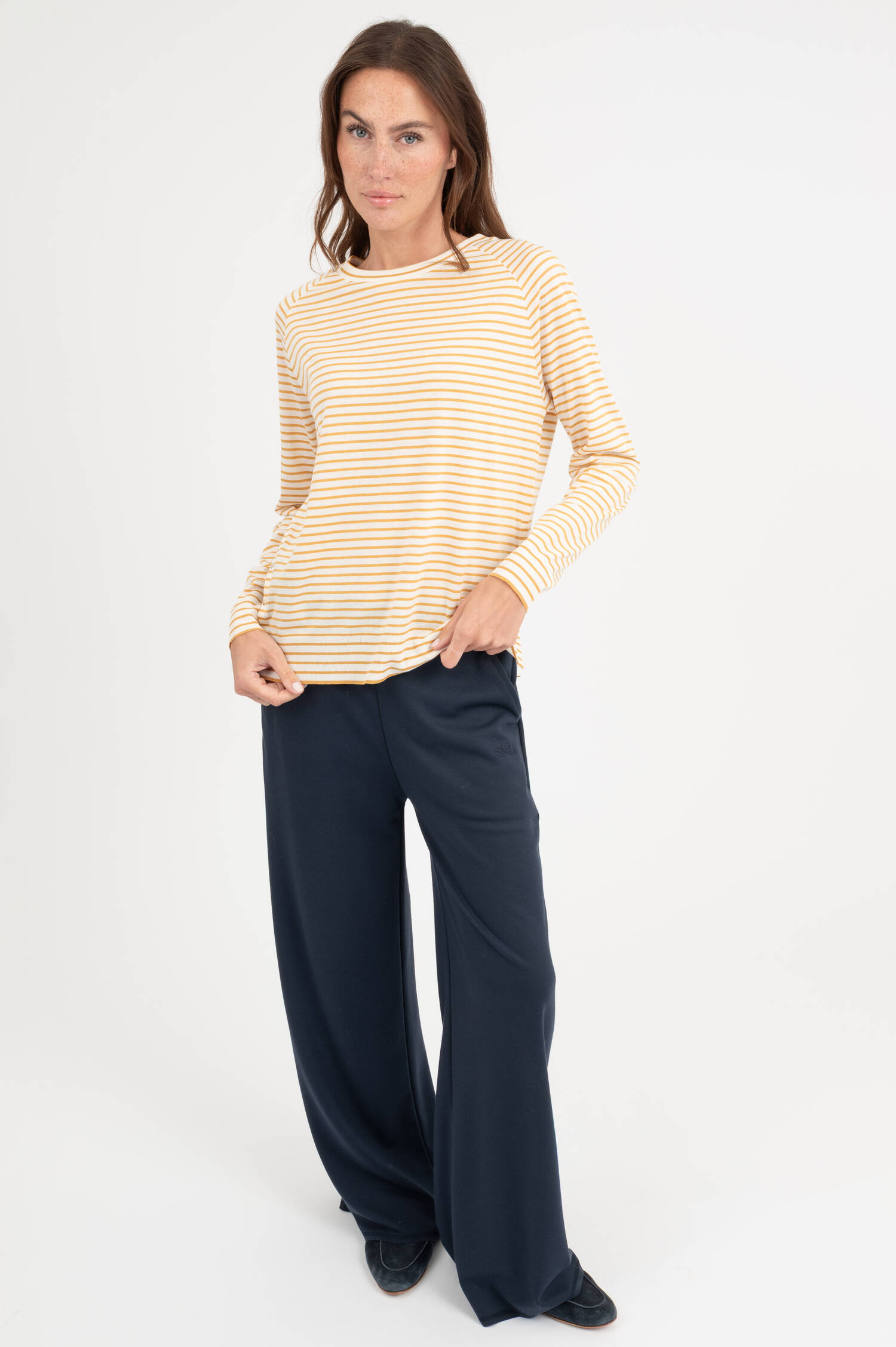 Langarm Ringelshirt in Beige/Weiß Langarm Ringelshirt in Beige/Weiß