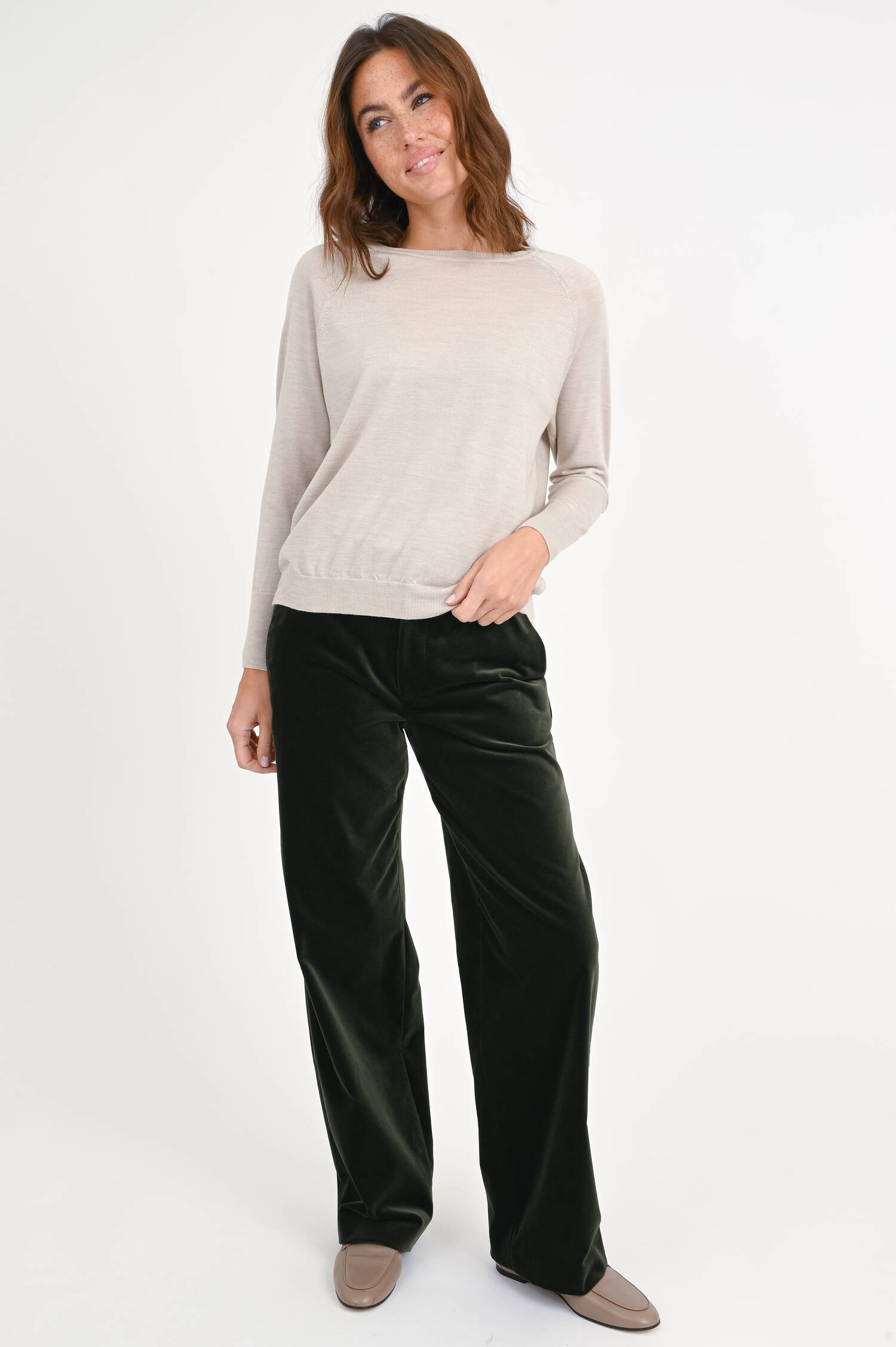 Pullover aus Woll-Seide-Mix in Beige
