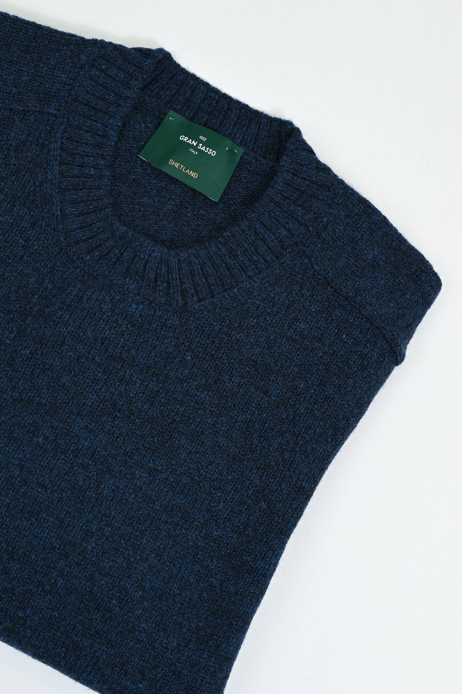 Strickpullover aus Wolle in Blau meliert