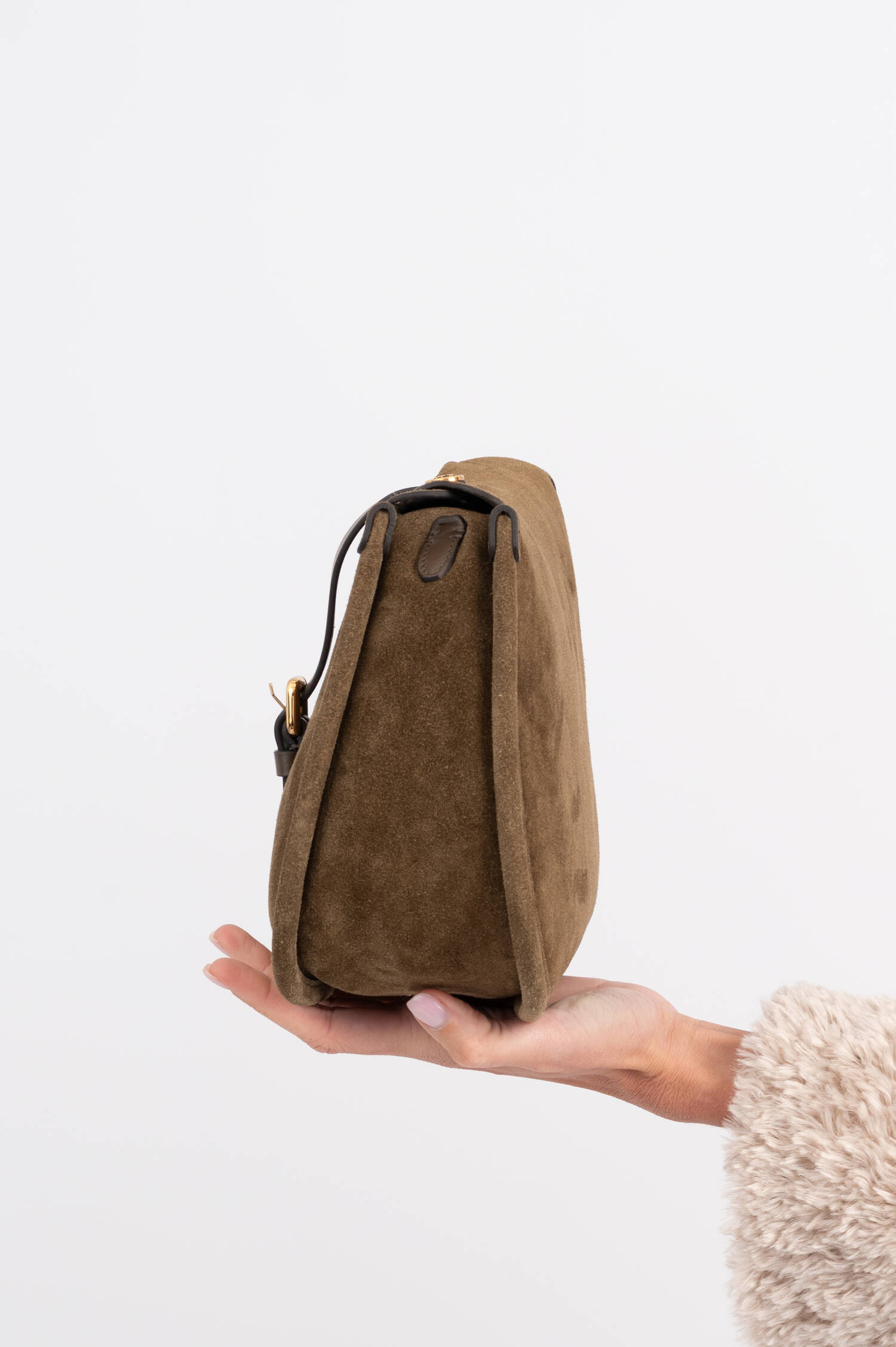 Medium Suede Pony Bag in Olive Medium Suede Pony Bag in Olive