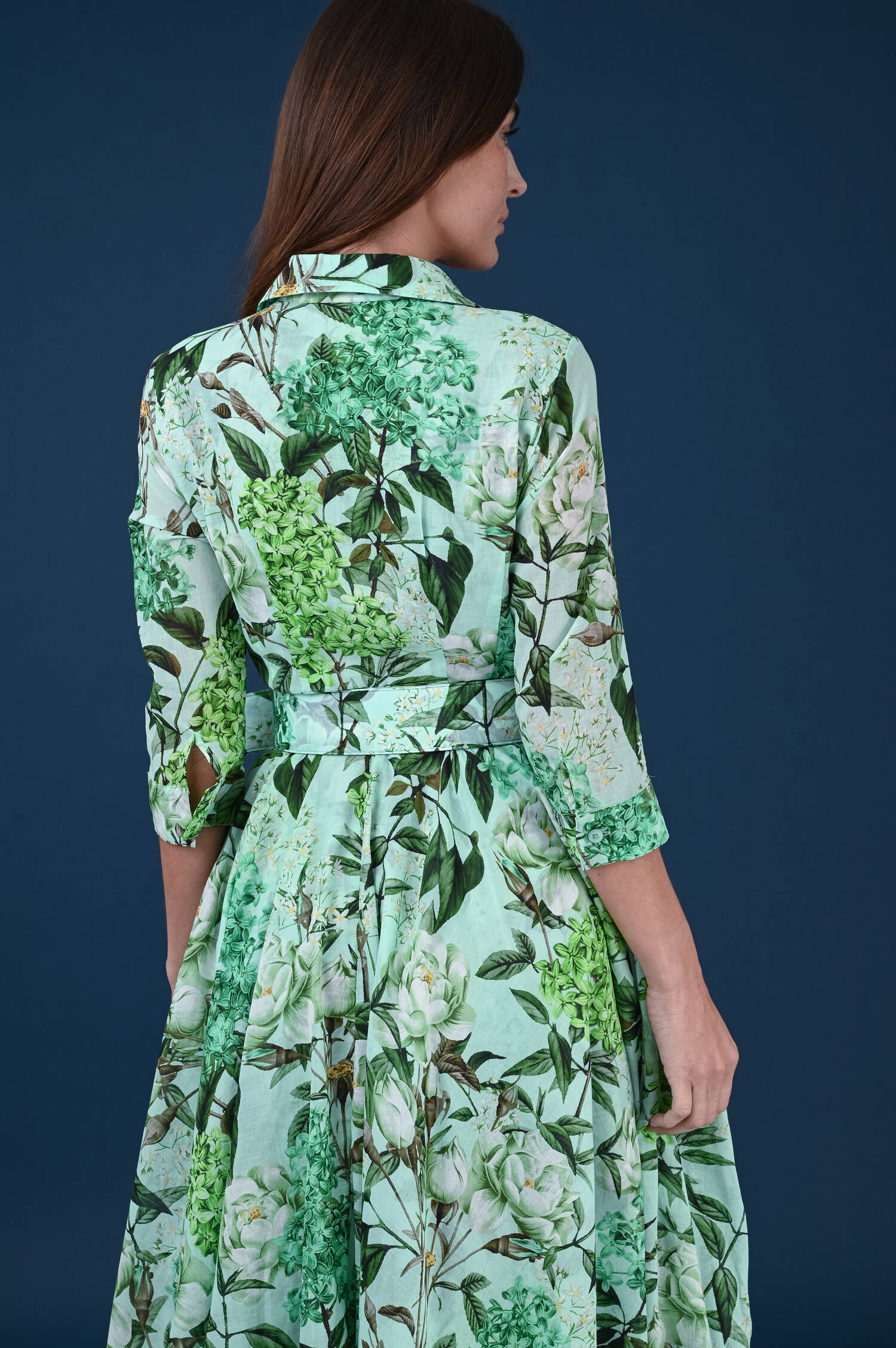 Kleid ASTER in Softgrün gemuster