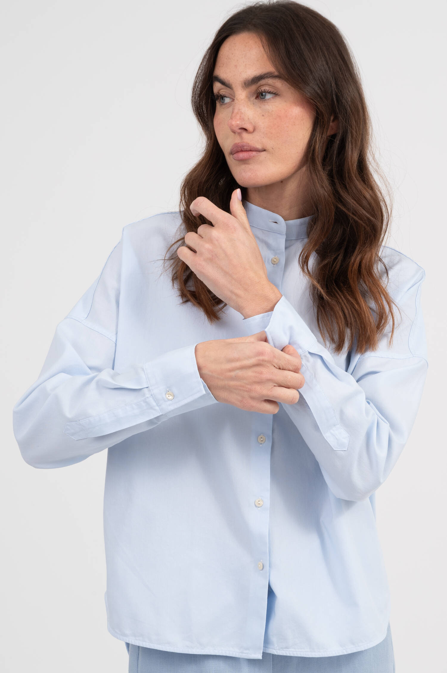 Piqé Bluse LUCY in Hellblau