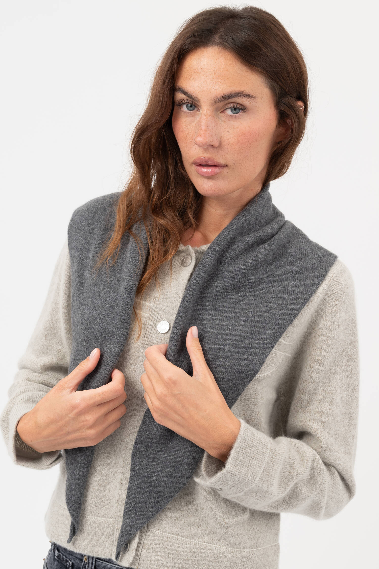 Cashmere Dreieckstuch FLORIANNE in Grau