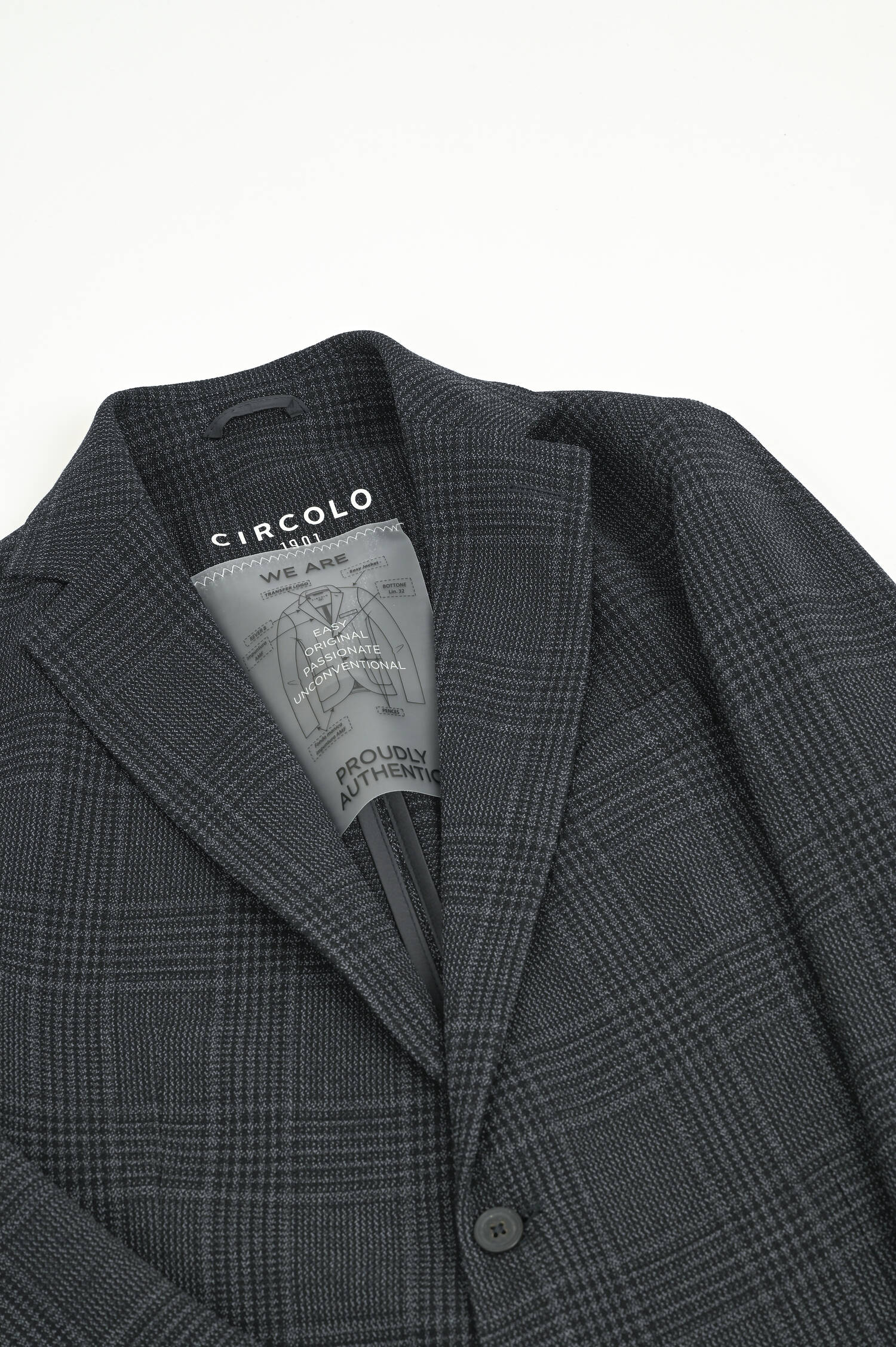  Kariertes Baumwollsakko in Grau