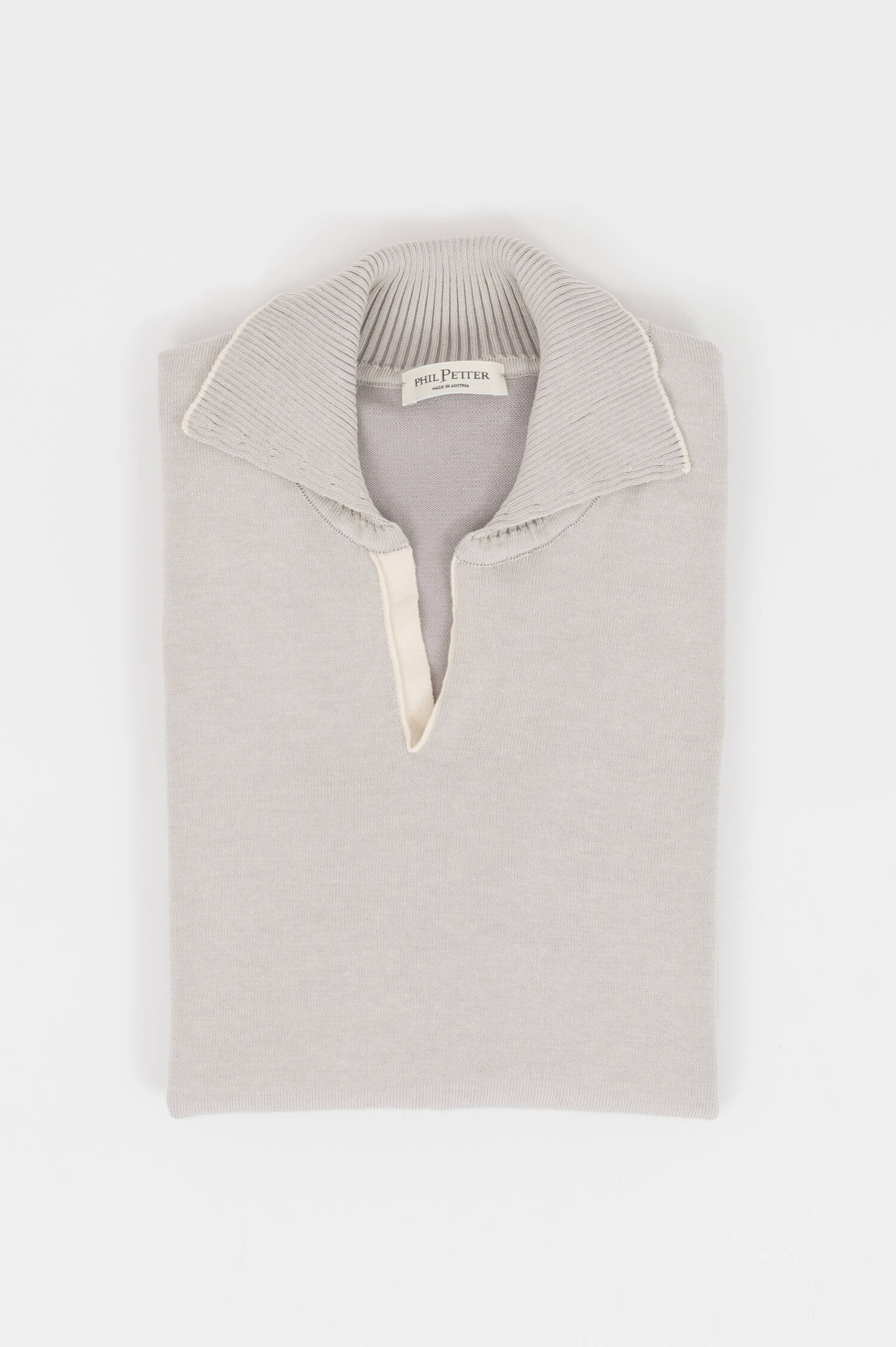 Strick Poloshirt in Hellgrau