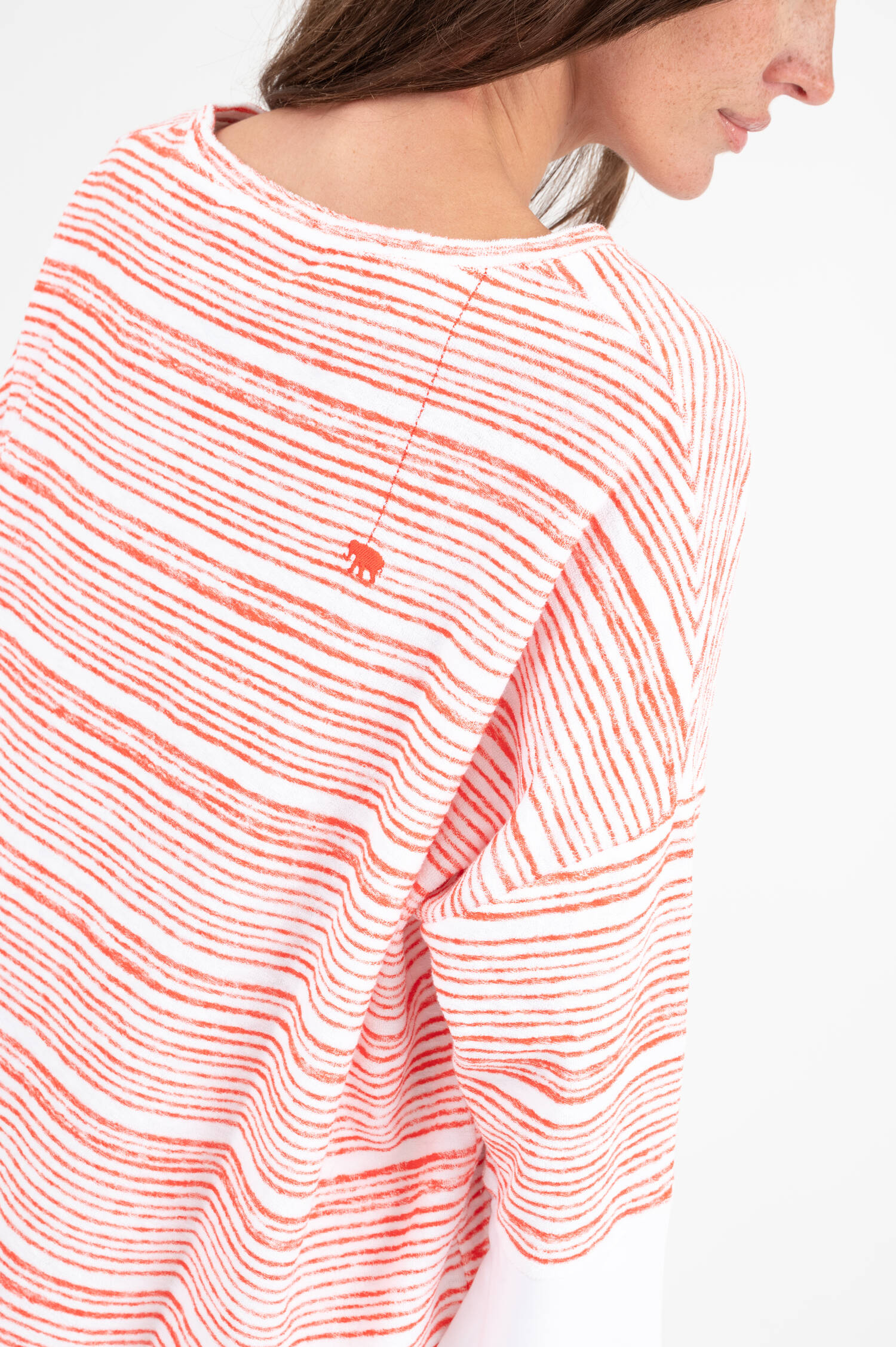 Frottee Sweater TULLI in Rot/Weiß gestreift Frottee Sweater TULLI in Rot/Weiß gestreift