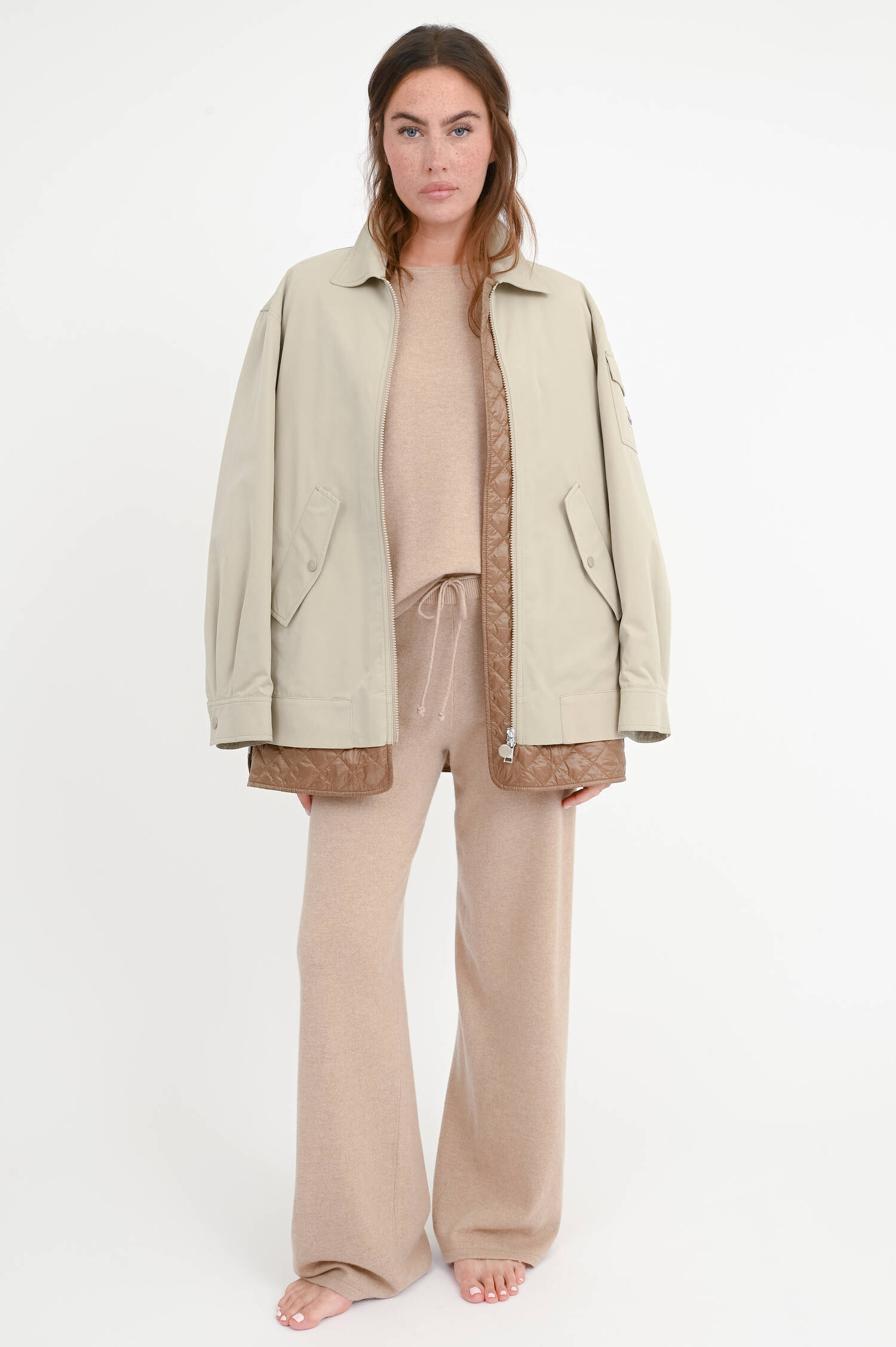 Parka-Mantel FELCI mit Steppdetails in Beige
