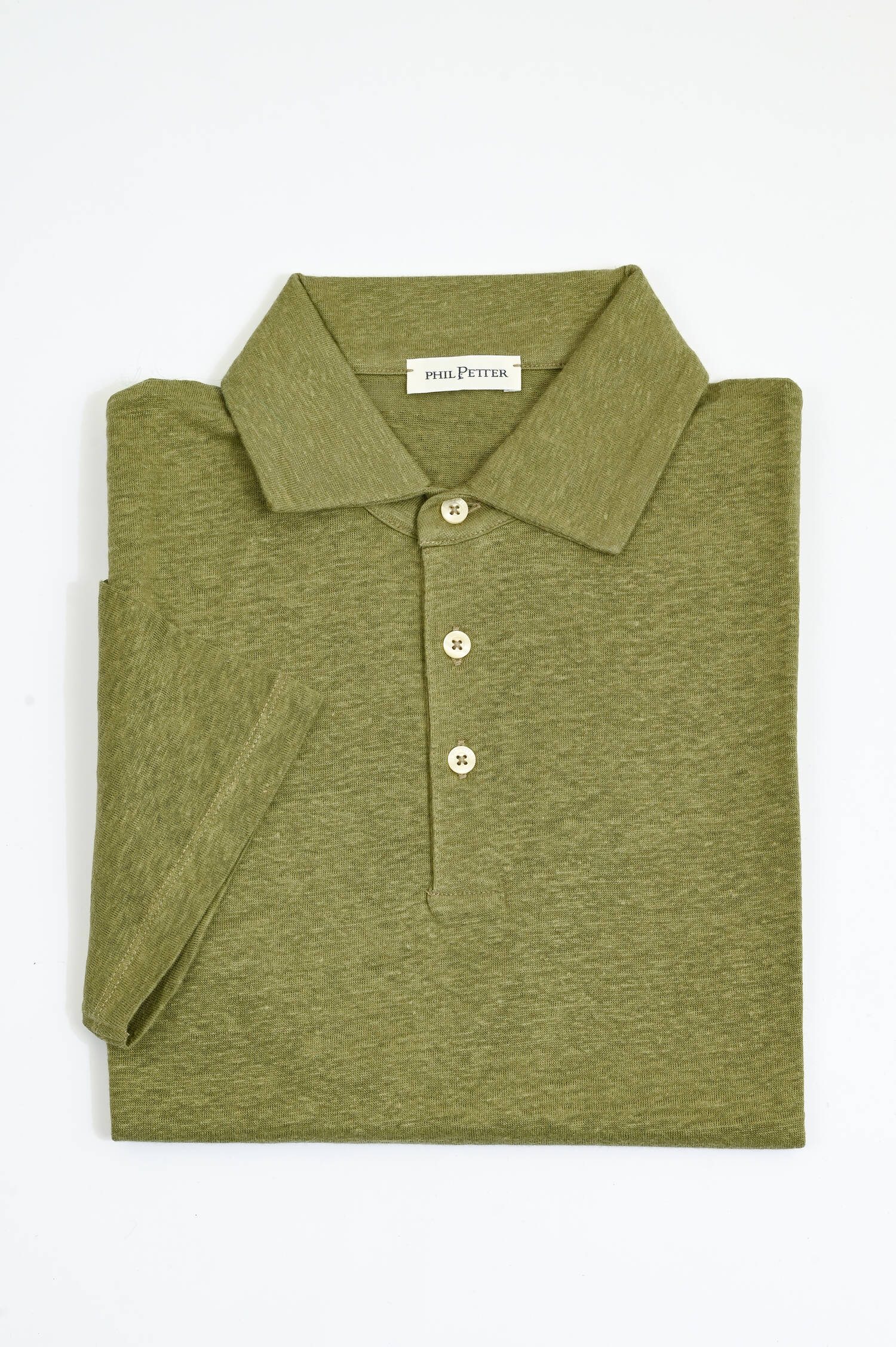 Poloshirt aus Leinen in Grün