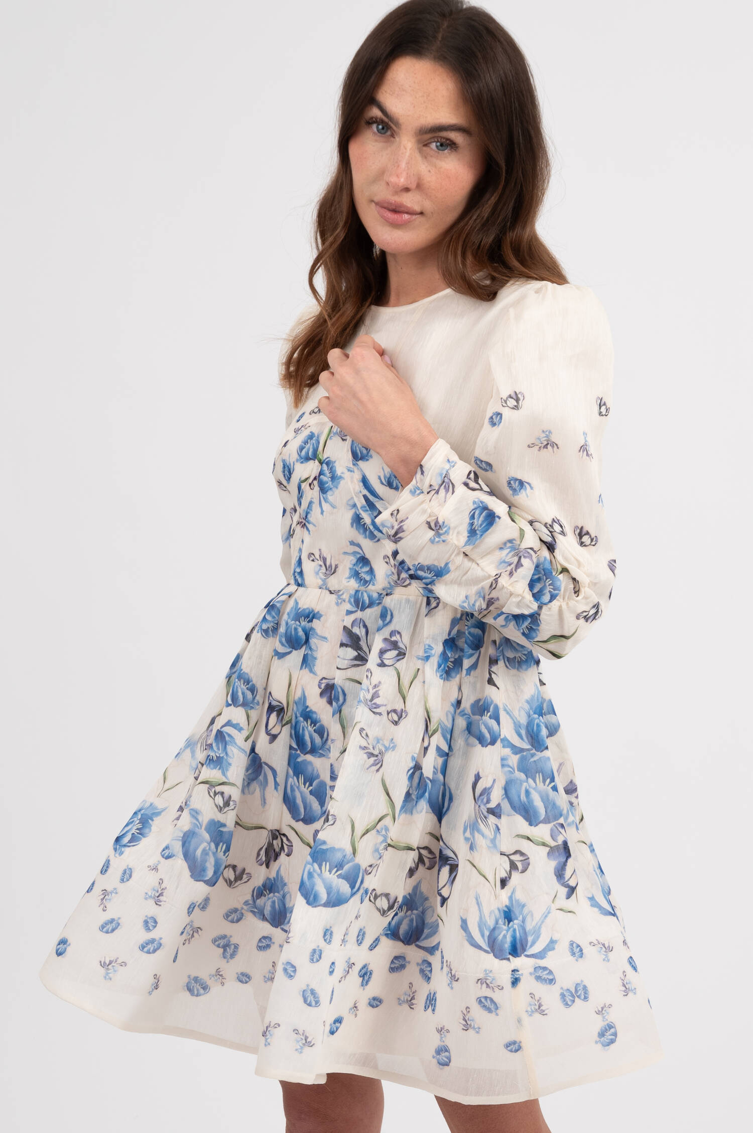Kleid LEONI mit Blumen-Print in Creme