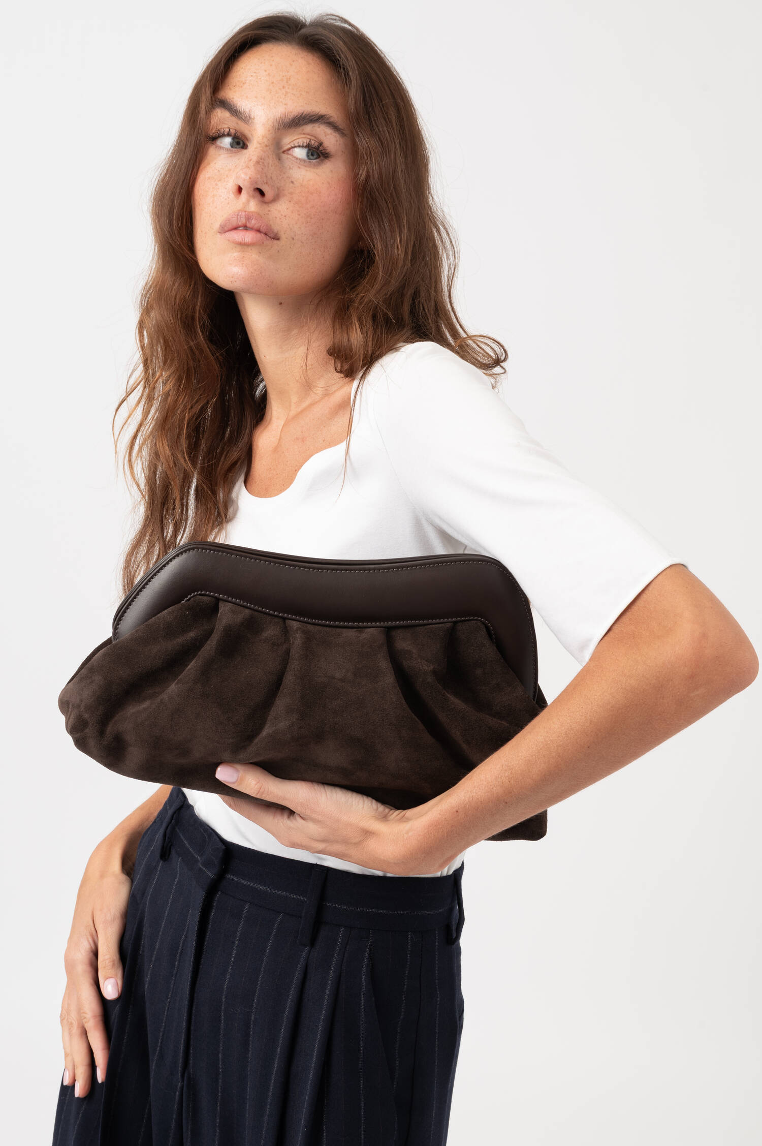 Suede Pouch NAYARA in Braun Suede Pouch NAYARA in Braun
