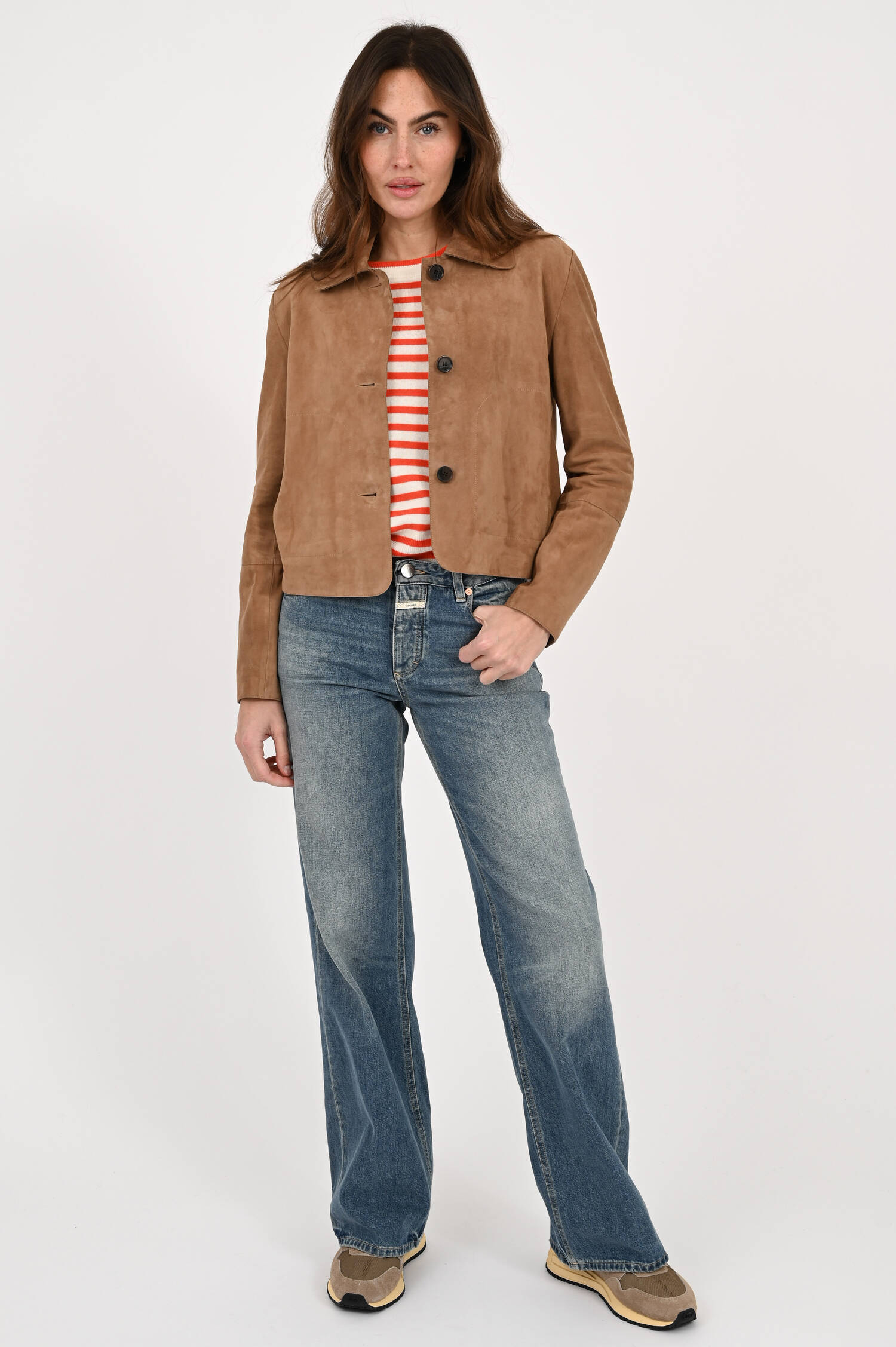 Velours Lederjacke EMY in Mocha