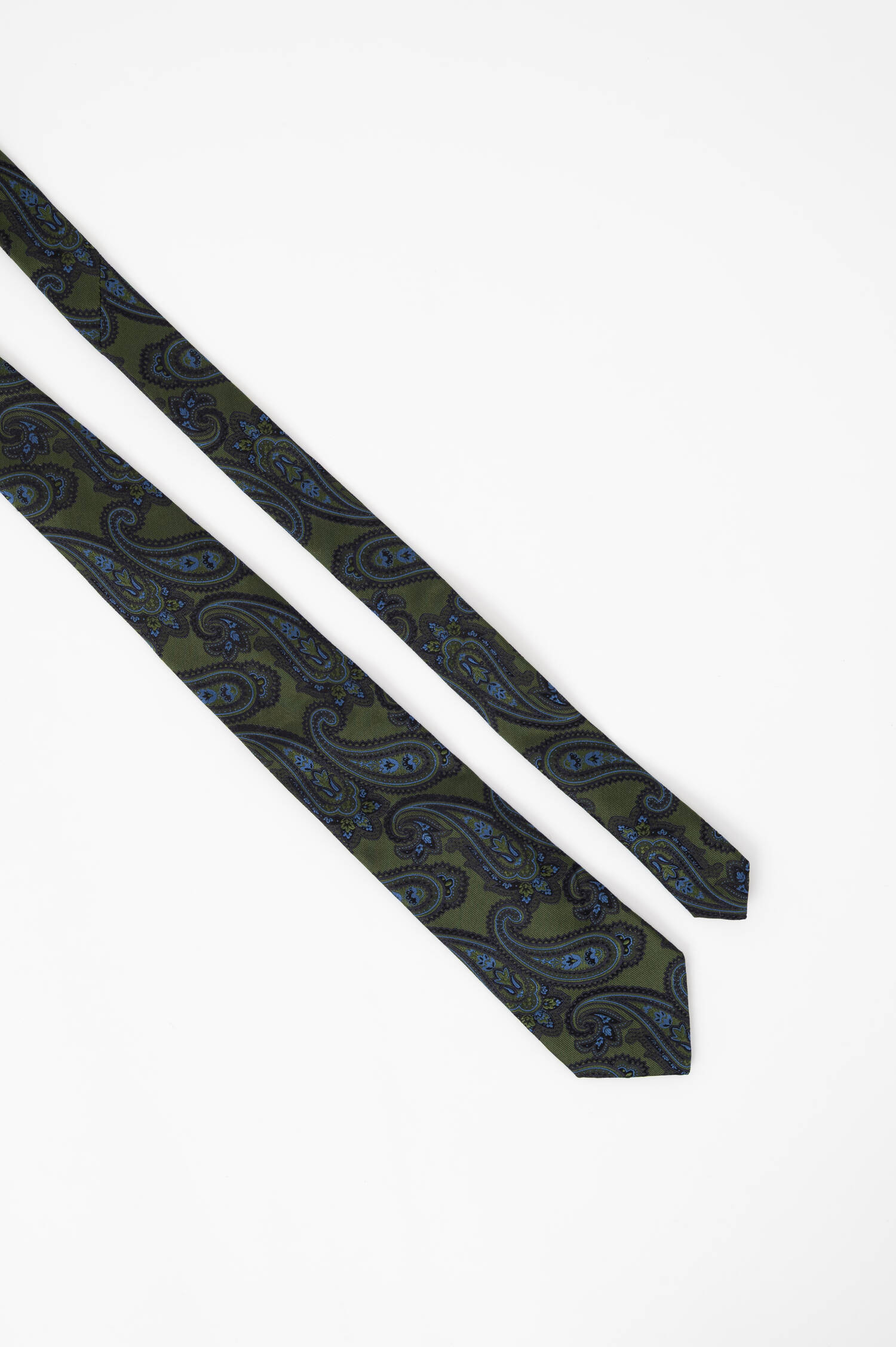 Paisley Seiden Krawatte in Grün/Blau