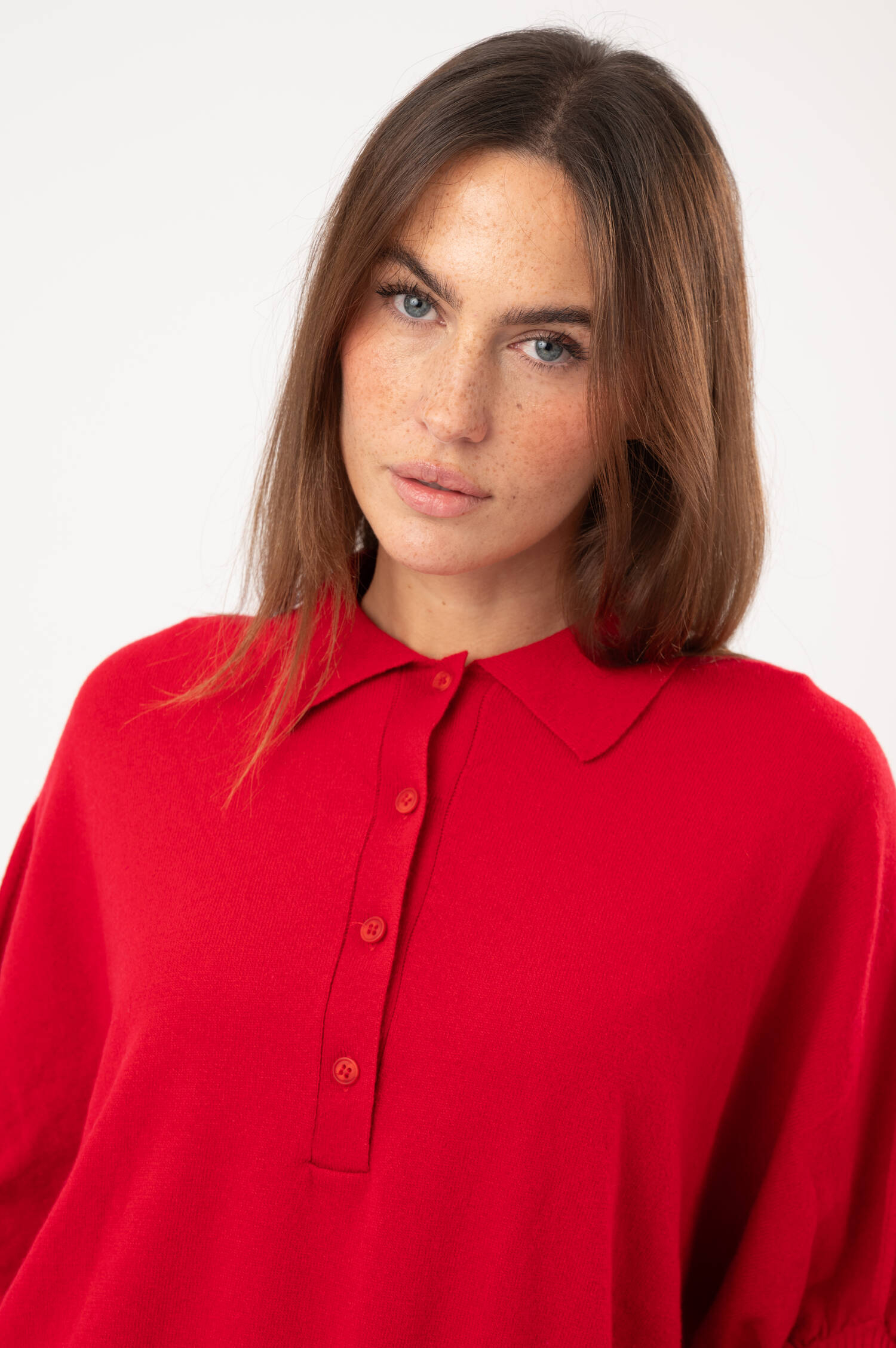 Woll-Cashmere-Polo-Shirt in Rot